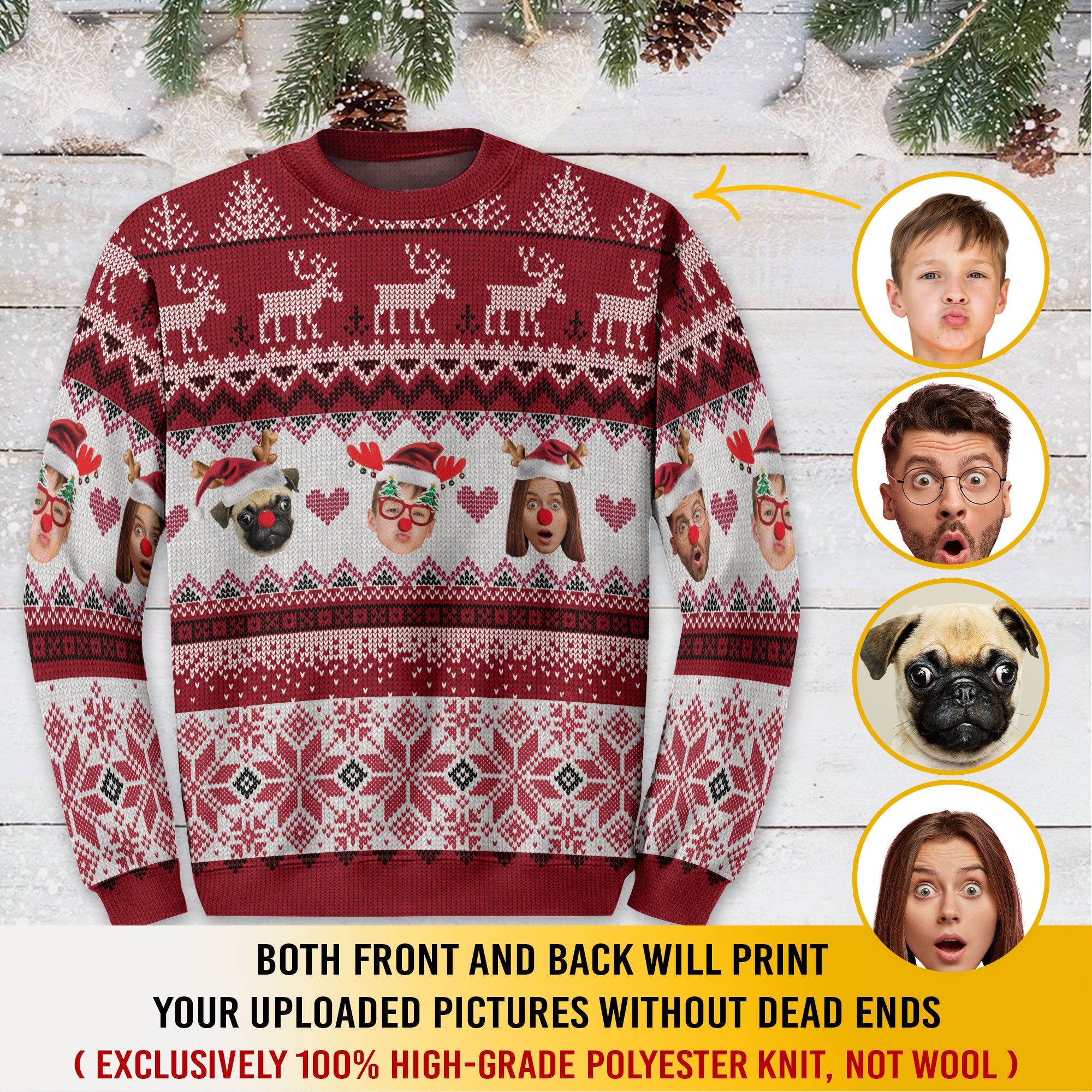 Personalized Photo Ugly Xmas Sweater – Funny Custom Face Christmas Sweatshirt for Holiday Gift