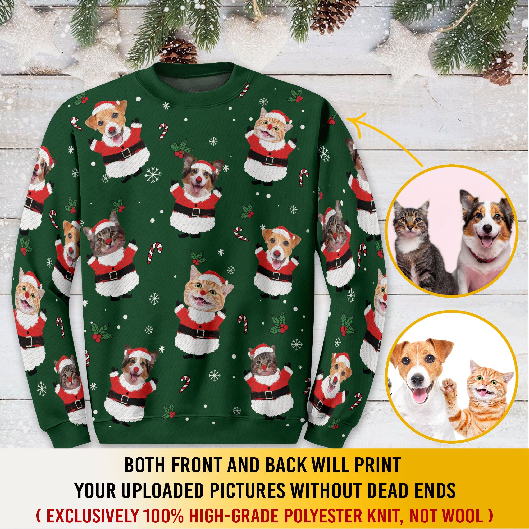 Custom Pet Face Ugly Christmas Sweater – Personalized Holiday Sweatshirt for Women, Funny Dog Gift