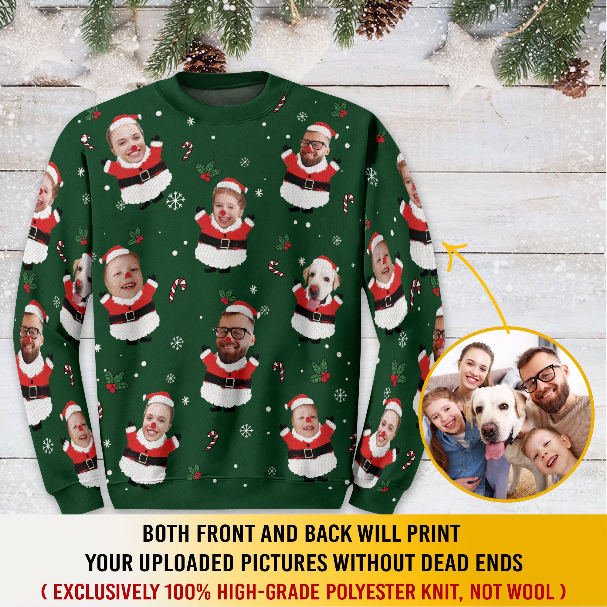 Custom Face Ugly Christmas Sweater – Personalized Photo Holiday Sweatshirt, Funny Family Gift