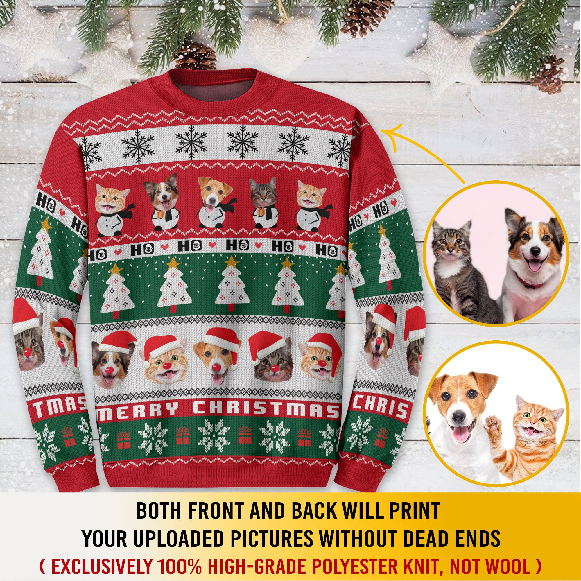 Funny Pet Face Ugly Christmas Sweater – Personalized Holiday Sweatshirt for Dog Mom & Cat Mom