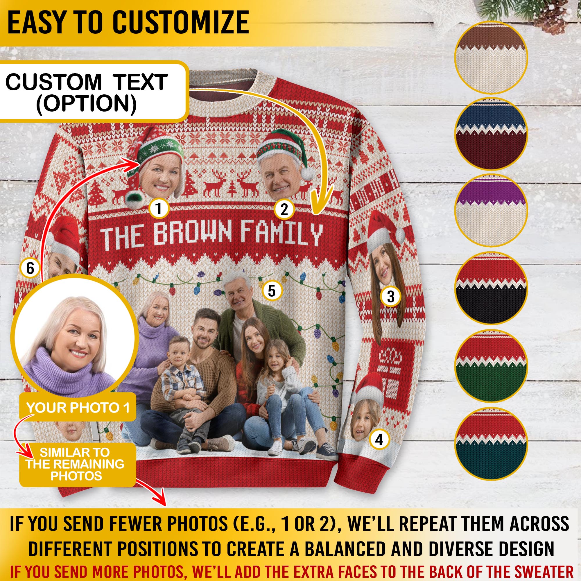 Custom Face Family Ugly Christmas Sweater – Personalized Photo Sweatshirt Funny Holiday Gift