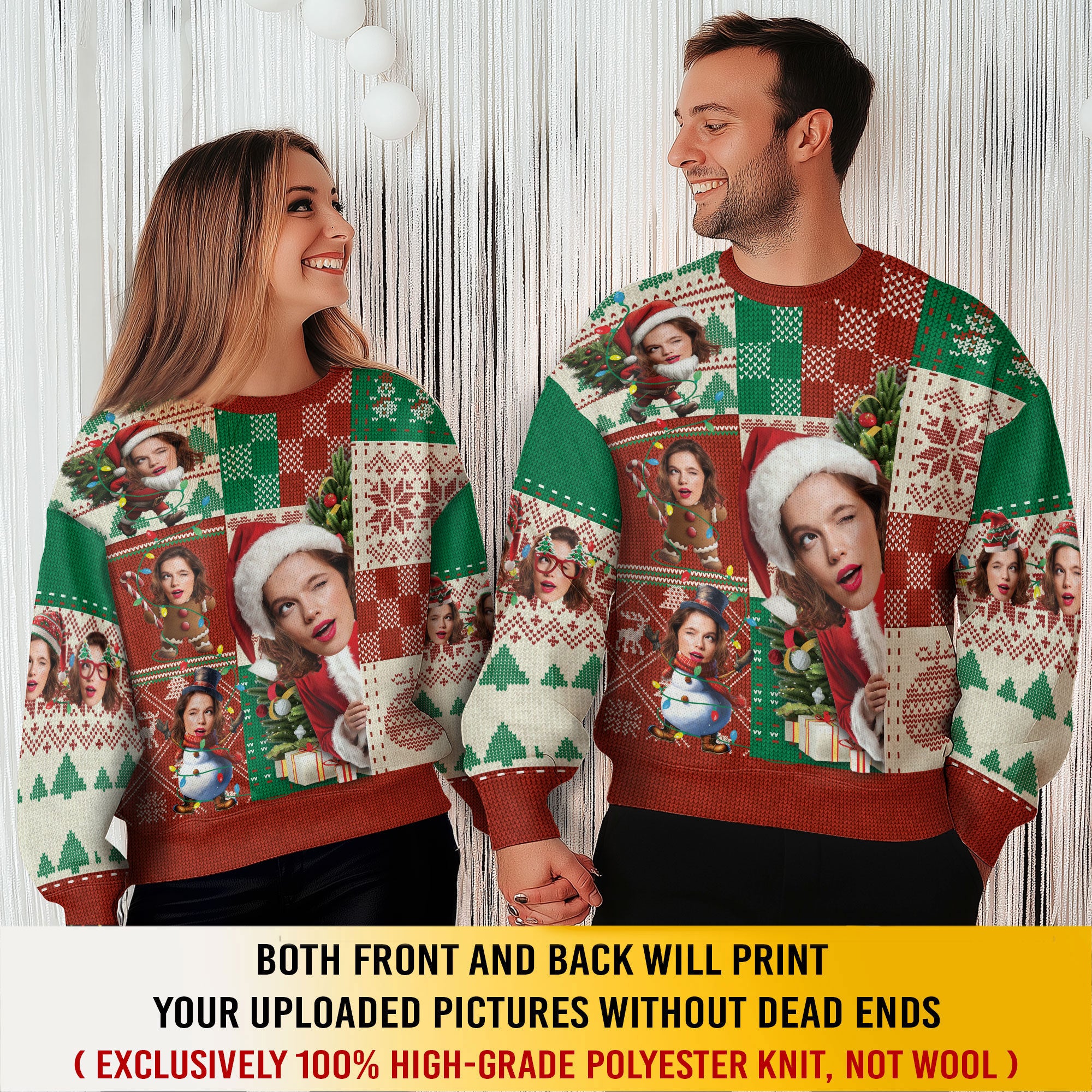 Custom Face Ugly Christmas Sweater – Personalized Photo Holiday Sweatshirt for Family Gifts