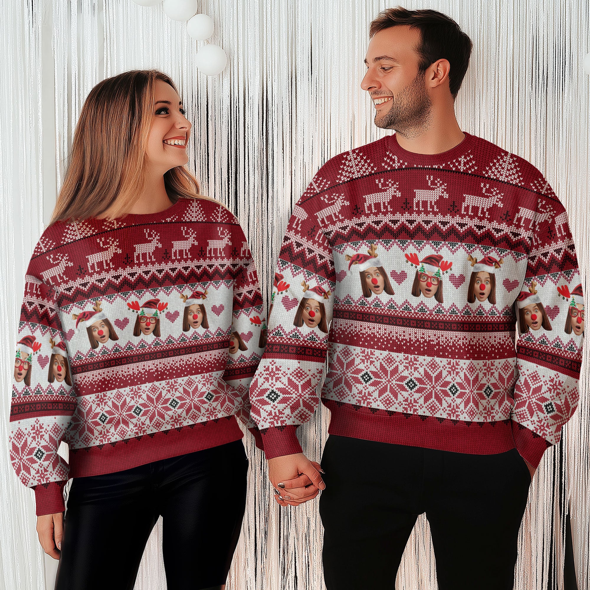 Personalized Photo Ugly Xmas Sweater – Funny Custom Face Christmas Sweatshirt for Holiday Gift