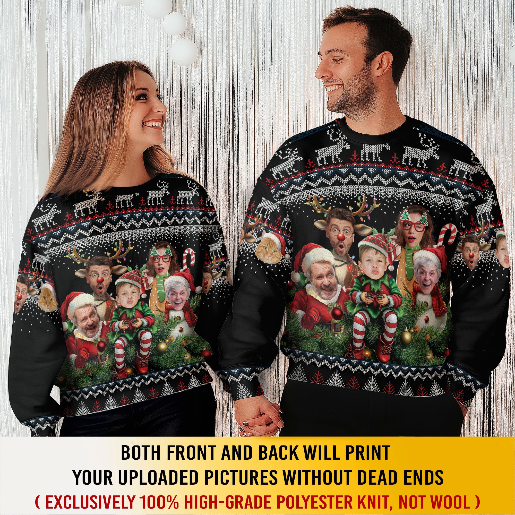 Custom Family Face Christmas Sweater – Funny Ugly Holiday Sweatshirt for Men & Women Gift