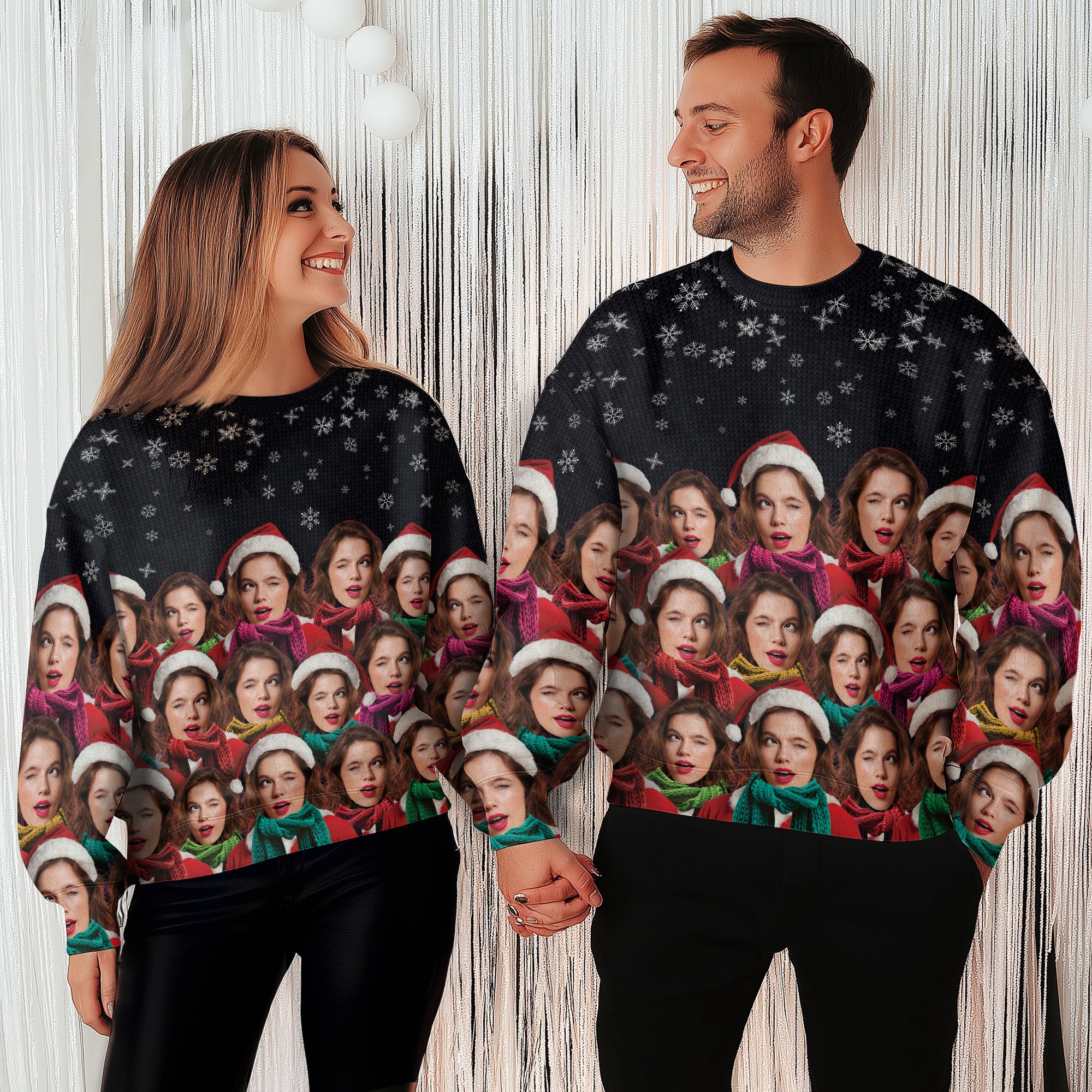Custom Pet & Human Face Xmas Sweater – Funny Ugly Christmas Sweatshirt for Pet Lovers Gift