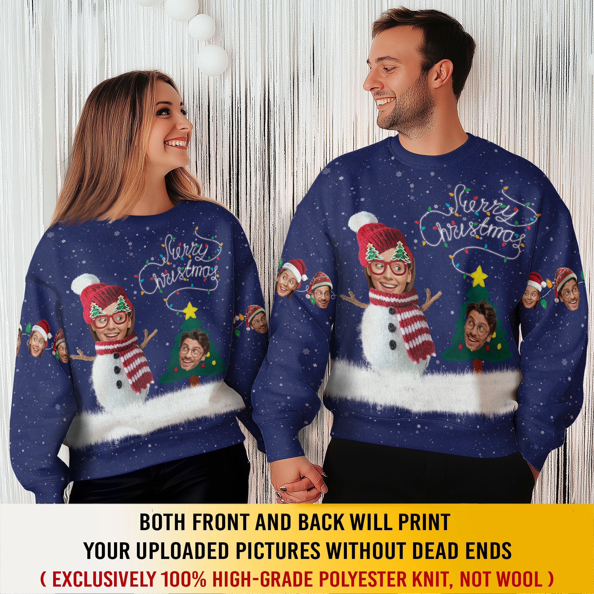 Personalized Photo Ugly Christmas Sweater – Custom Face Holiday Sweatshirt, Matching Family Gift