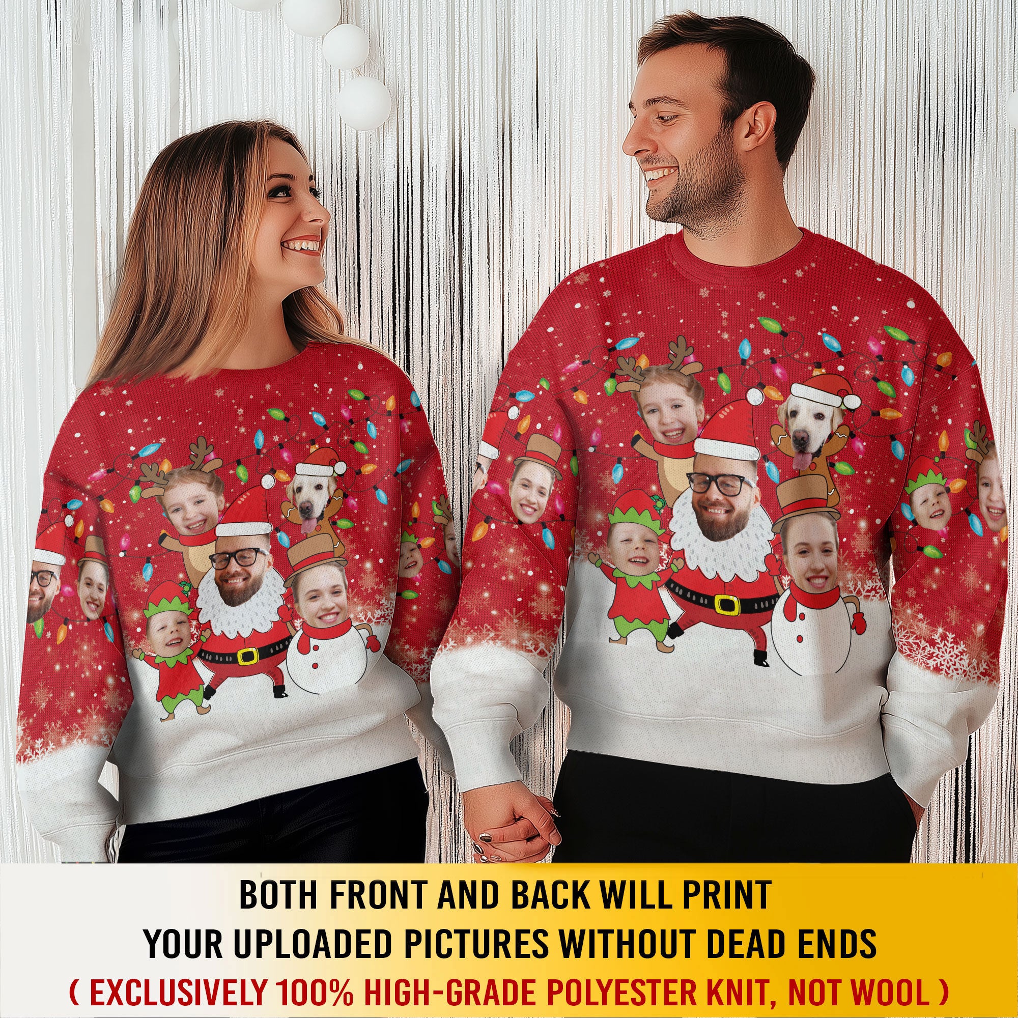 Funny Ugly Christmas Sweater Custom Face – Personalized Photo Holiday Sweatshirt for Men Women