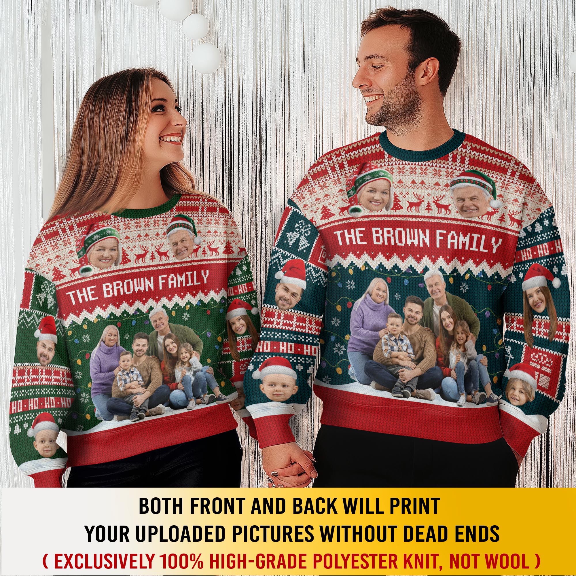 Custom Face Family Ugly Christmas Sweater – Personalized Photo Sweatshirt Funny Holiday Gift