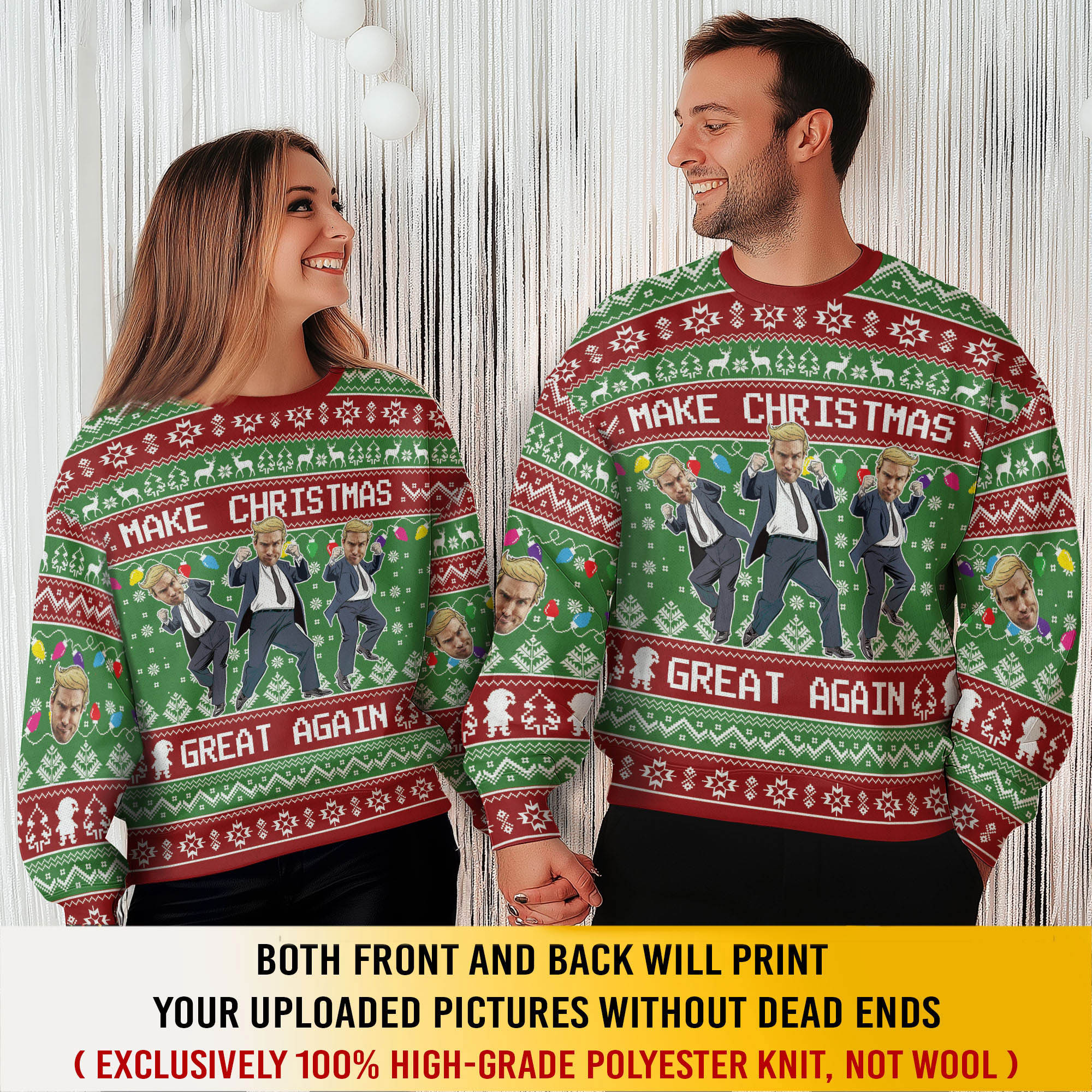 Make Christmas Great Again Sweater – Custom Photo Ugly Xmas Sweatshirt, Funny Holiday Gift