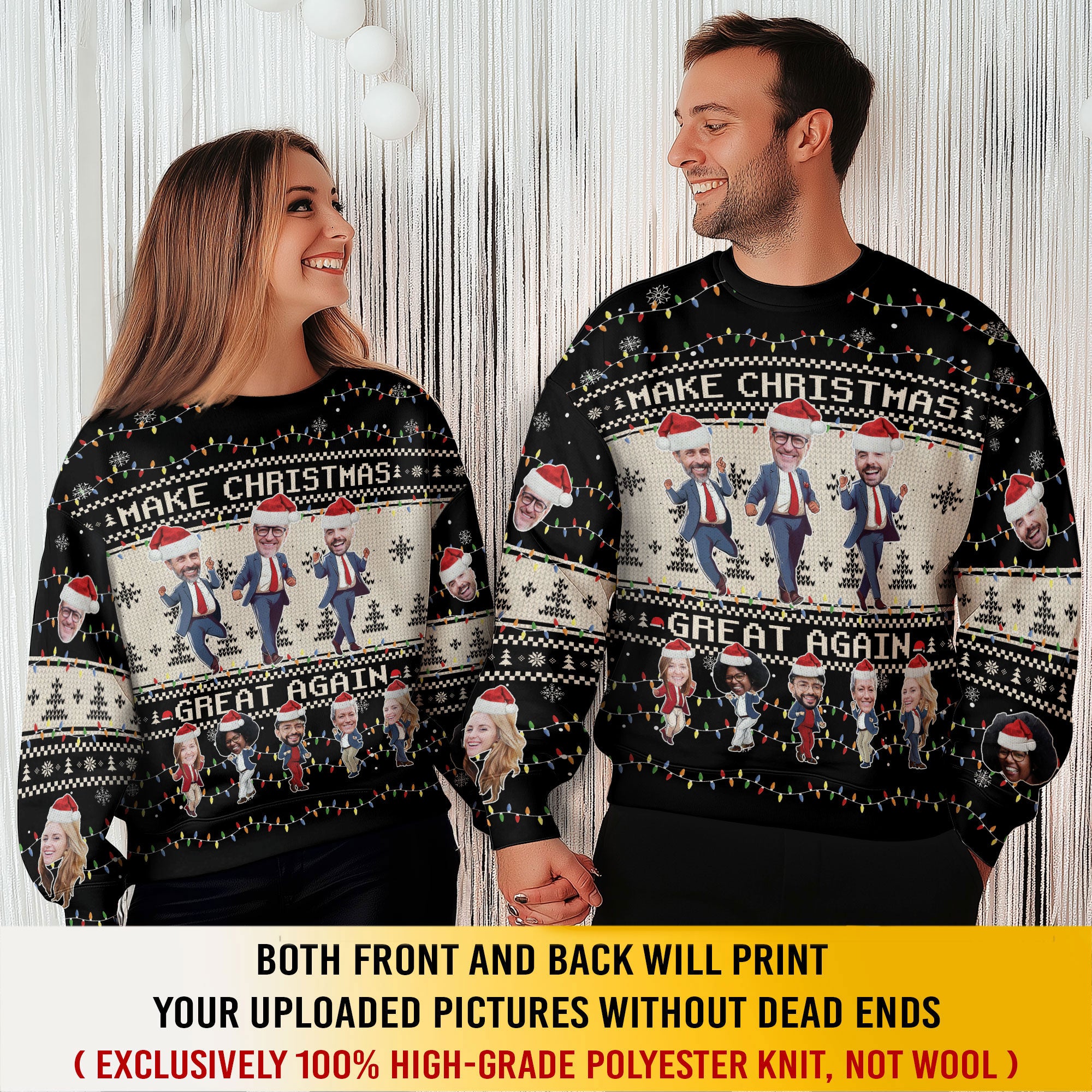 Funny Custom Photo Christmas Sweater – Personalized Ugly Holiday Sweatshirt for Men & Women
