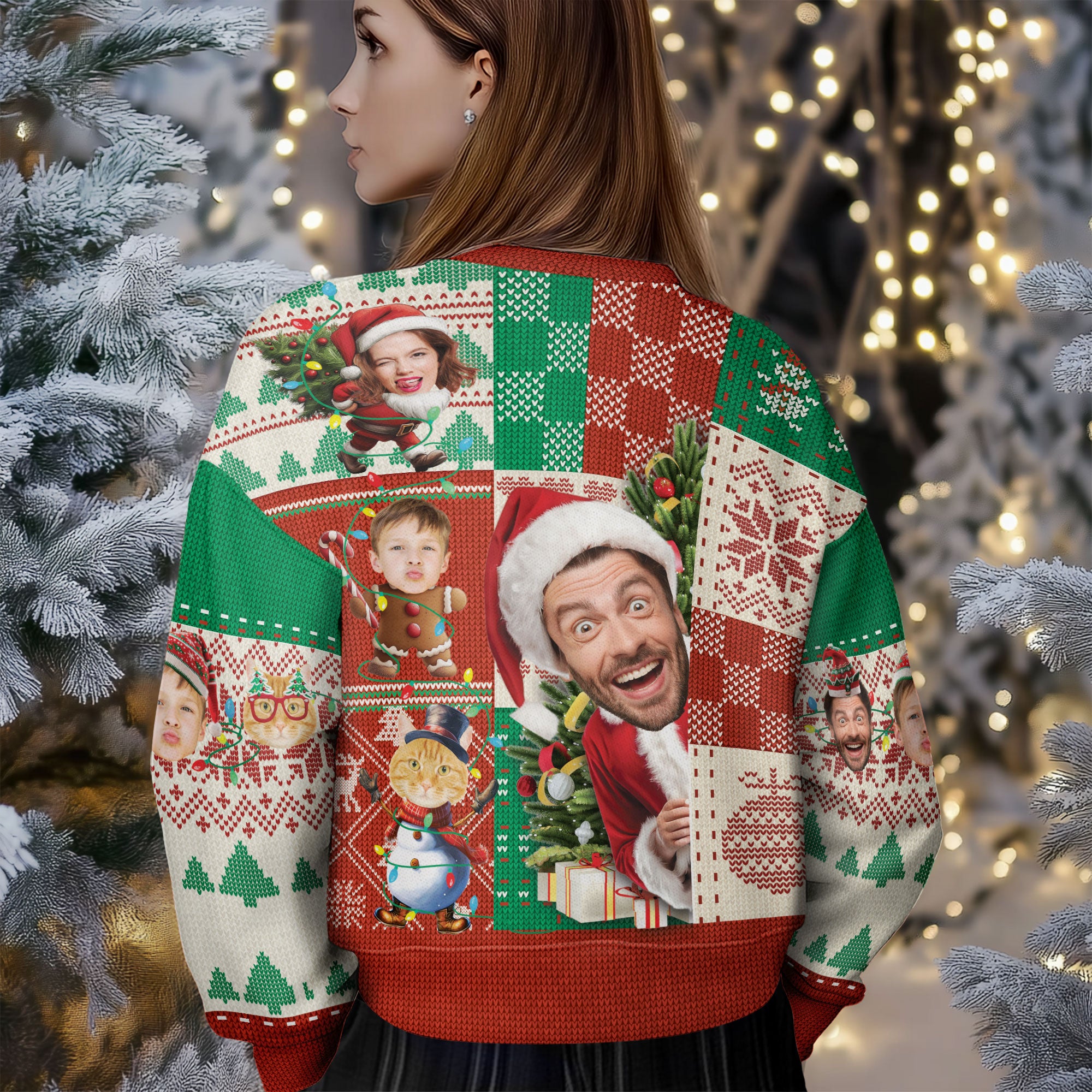 Custom Face Ugly Christmas Sweater – Personalized Photo Holiday Sweatshirt for Family Gifts