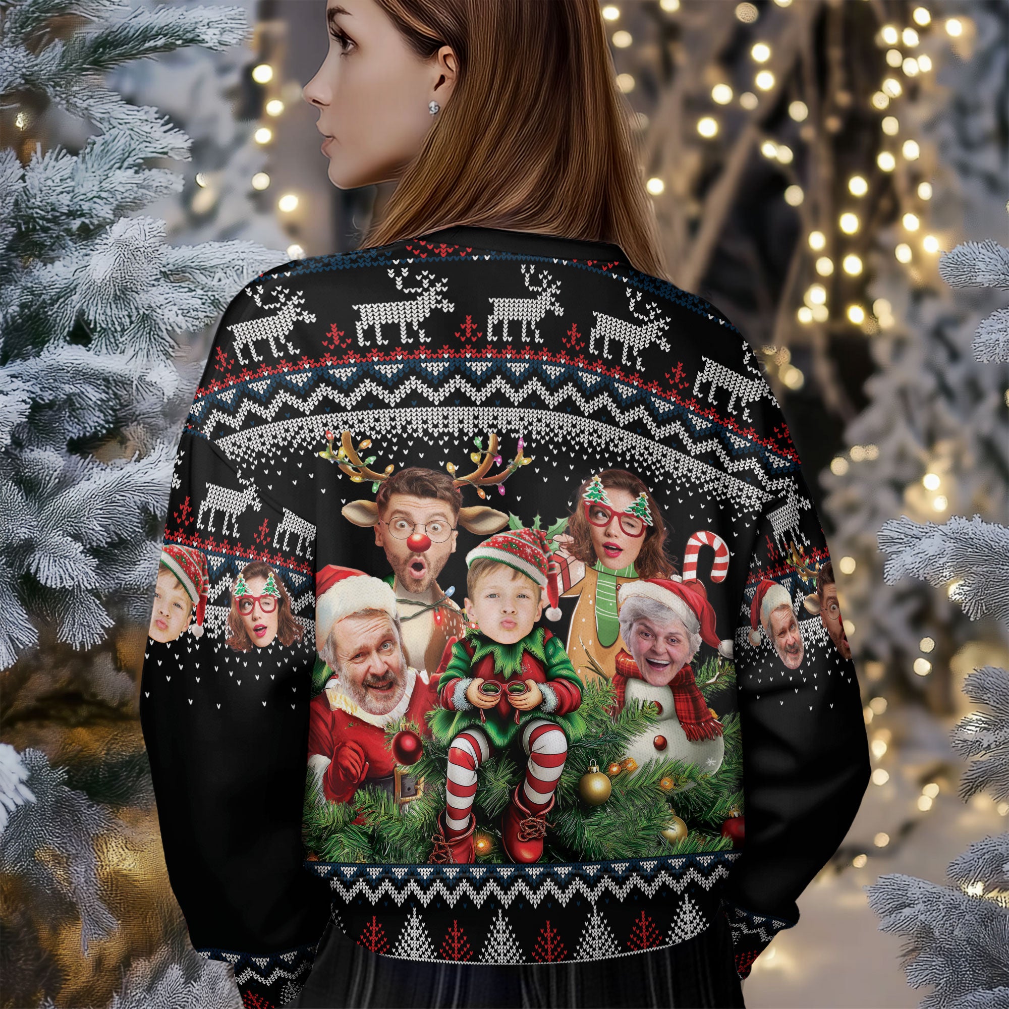 Custom Family Face Christmas Sweater – Funny Ugly Holiday Sweatshirt for Men & Women Gift