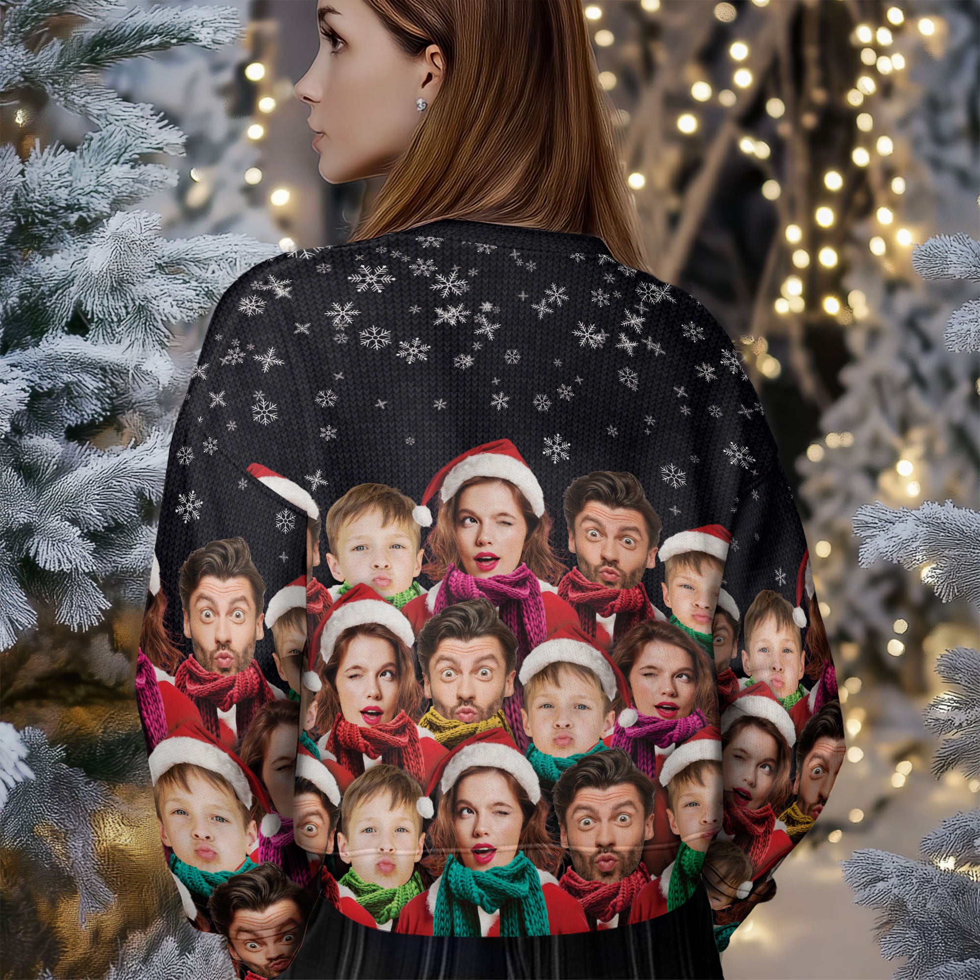 Custom Pet & Human Face Xmas Sweater – Funny Ugly Christmas Sweatshirt for Pet Lovers Gift