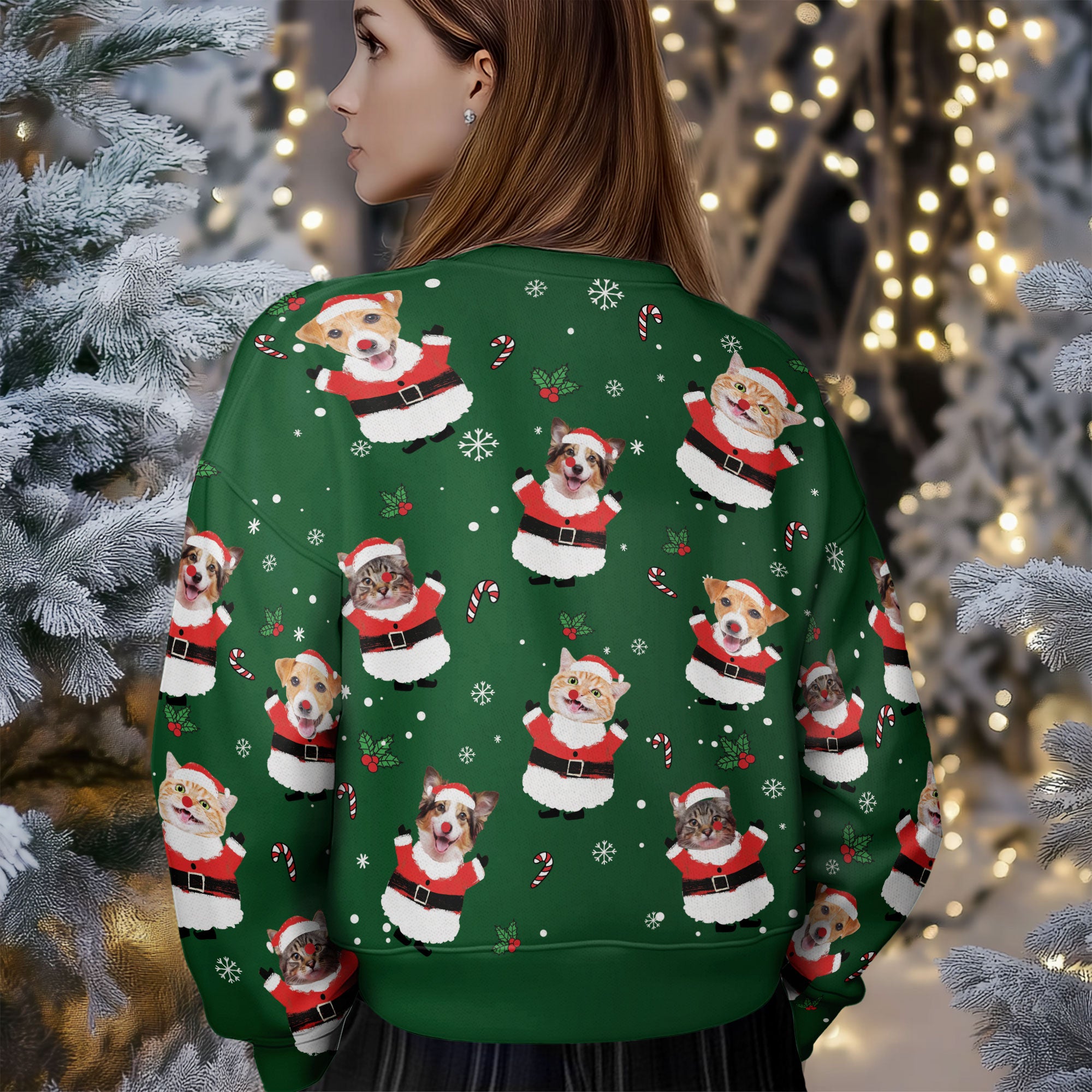 Custom Pet Face Ugly Christmas Sweater – Personalized Holiday Sweatshirt for Women, Funny Dog Gift