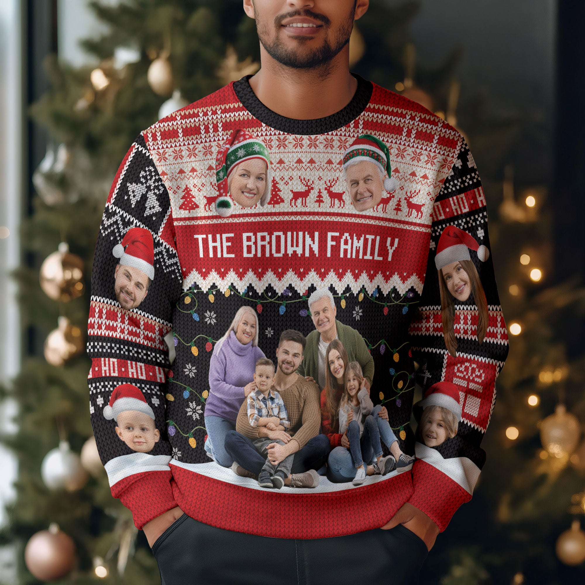 Custom Face Family Ugly Christmas Sweater – Personalized Photo Sweatshirt Funny Holiday Gift