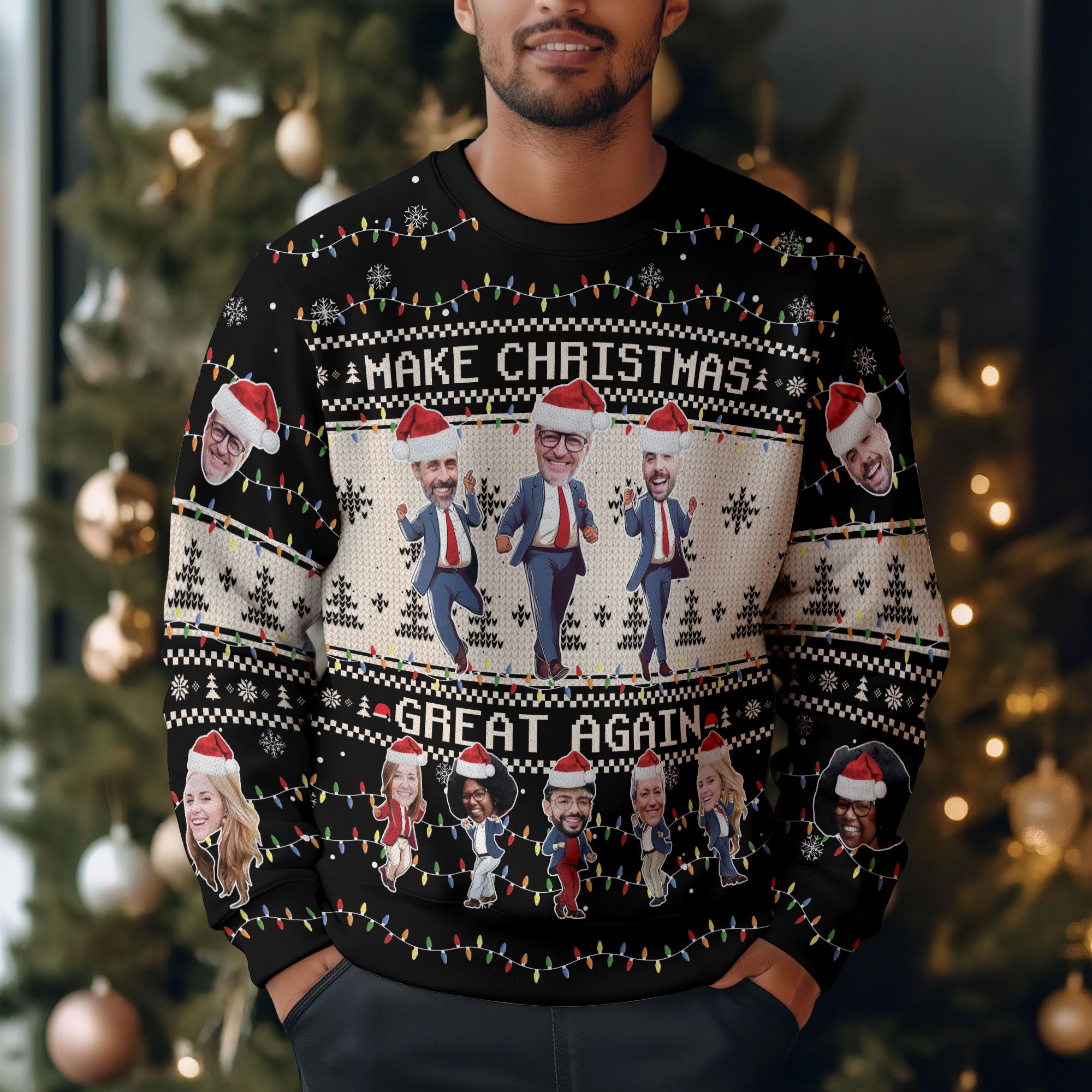 Funny Custom Photo Christmas Sweater – Personalized Ugly Holiday Sweatshirt for Men & Women