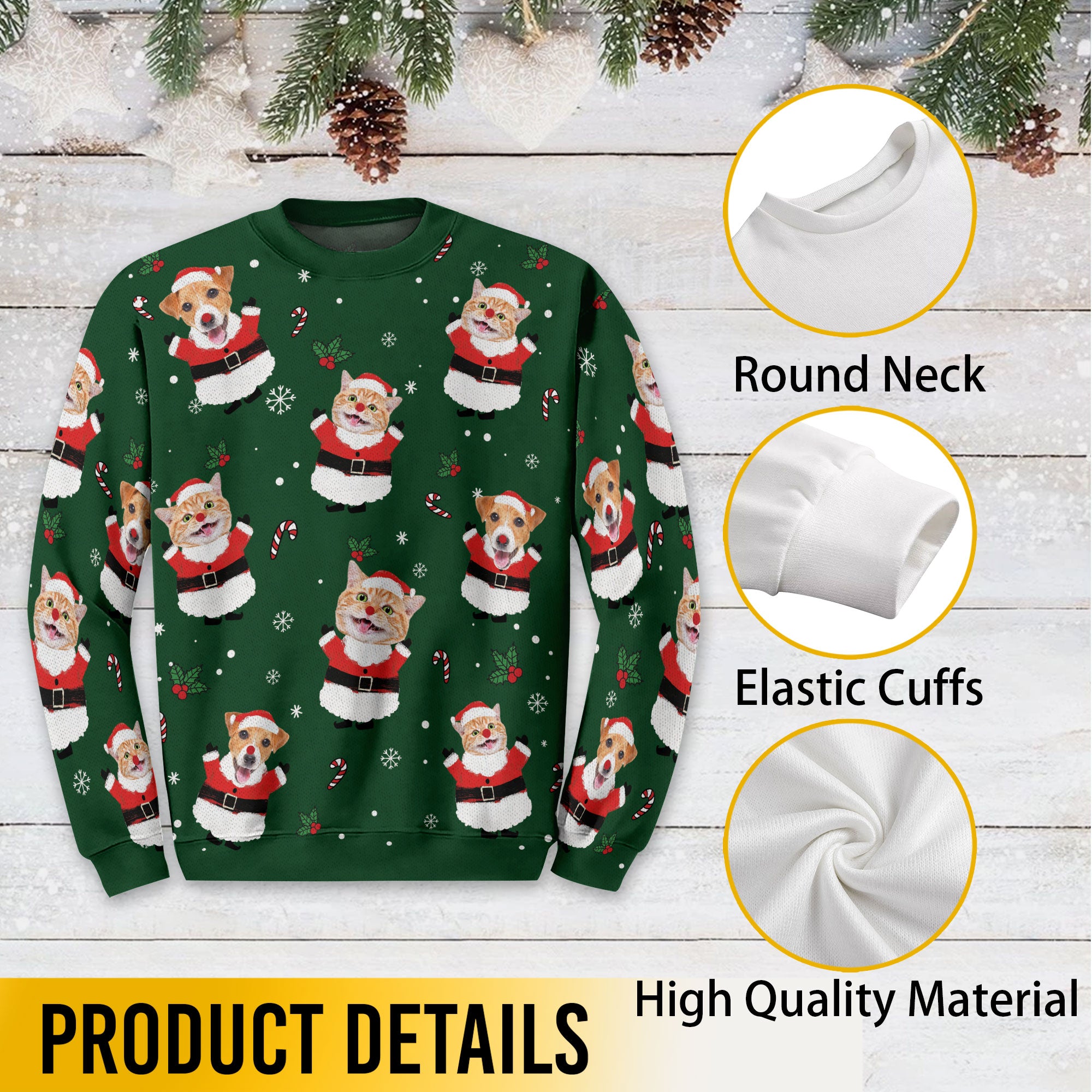 Custom Pet Face Ugly Christmas Sweater – Personalized Holiday Sweatshirt for Women, Funny Dog Gift