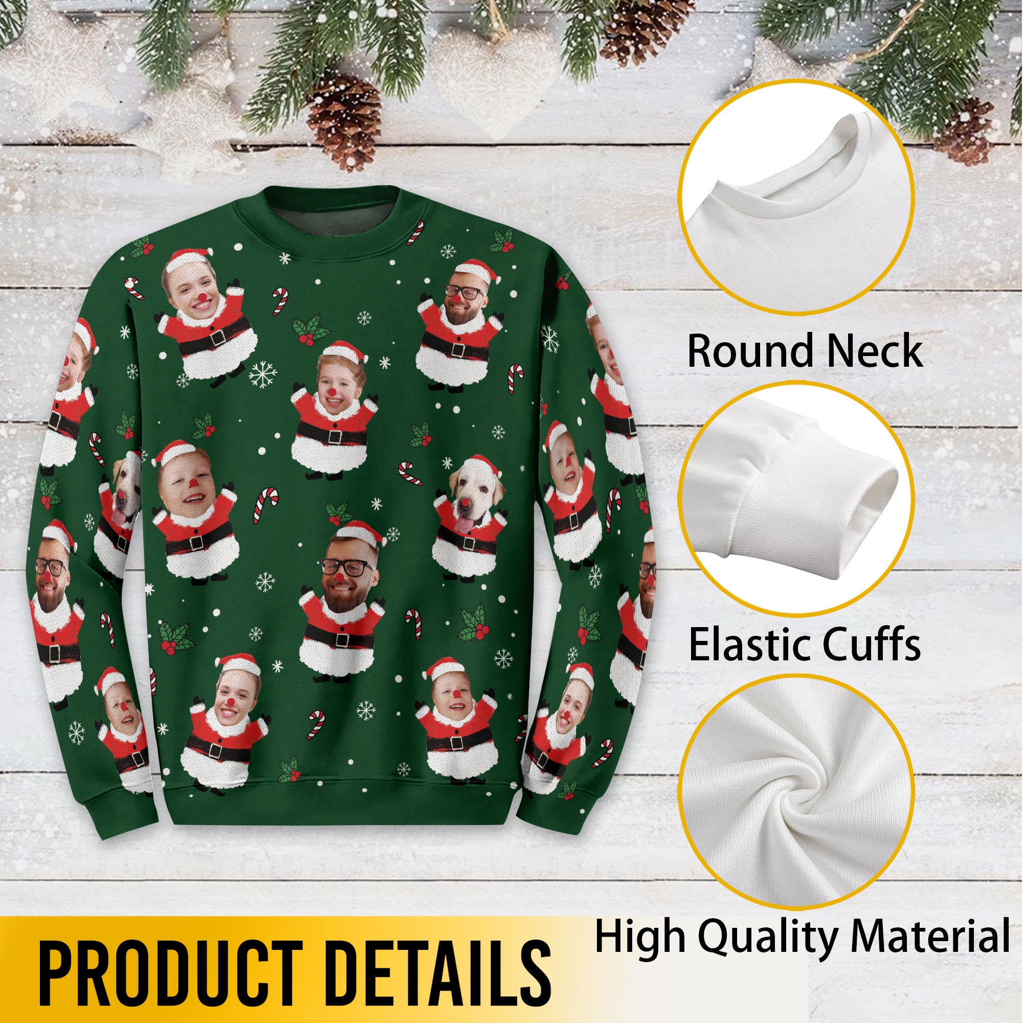Custom Face Ugly Christmas Sweater – Personalized Photo Holiday Sweatshirt, Funny Family Gift