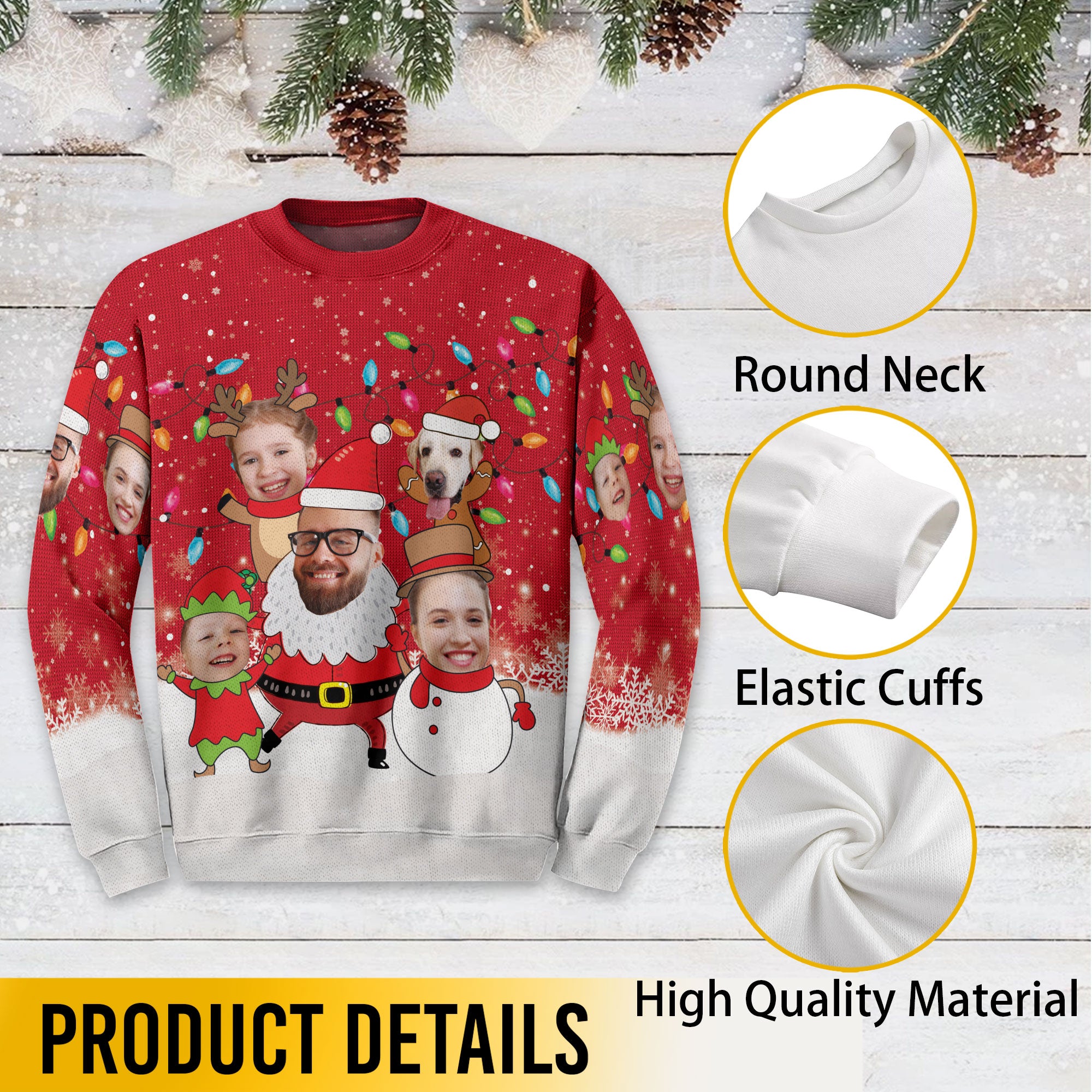 Funny Ugly Christmas Sweater Custom Face – Personalized Photo Holiday Sweatshirt for Men Women