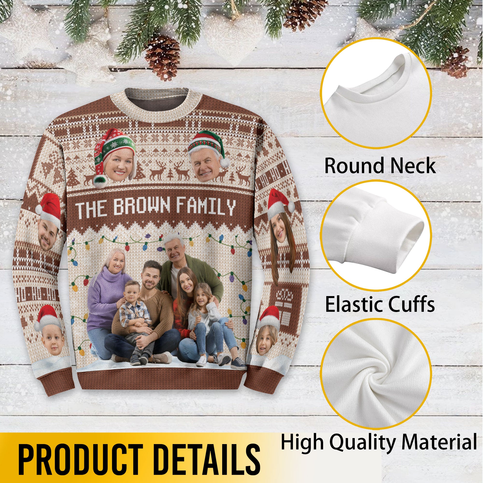Custom Face Family Ugly Christmas Sweater – Personalized Photo Sweatshirt Funny Holiday Gift