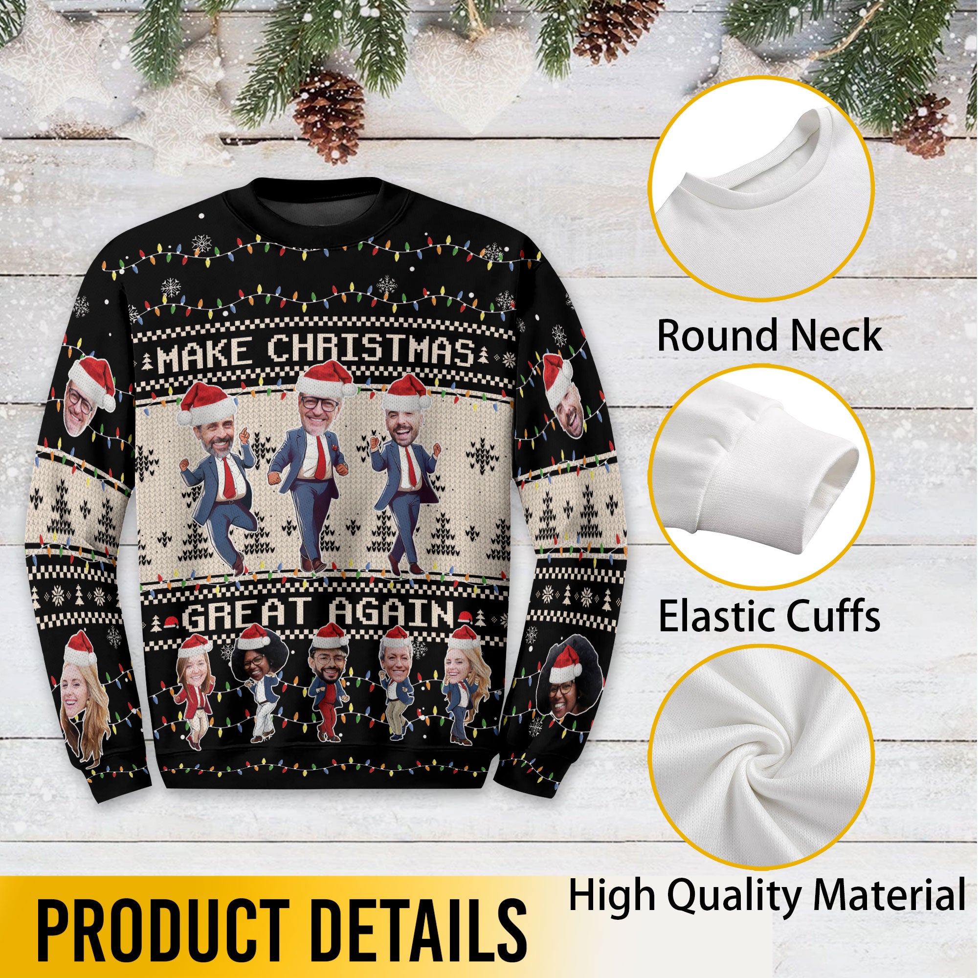 Funny Custom Photo Christmas Sweater – Personalized Ugly Holiday Sweatshirt for Men & Women