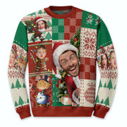 Custom Face Ugly Christmas Sweater – Personalized Photo Holiday Sweatshirt for Family Gifts