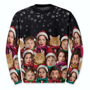 Custom Pet & Human Face Xmas Sweater – Funny Ugly Christmas Sweatshirt for Pet Lovers Gift