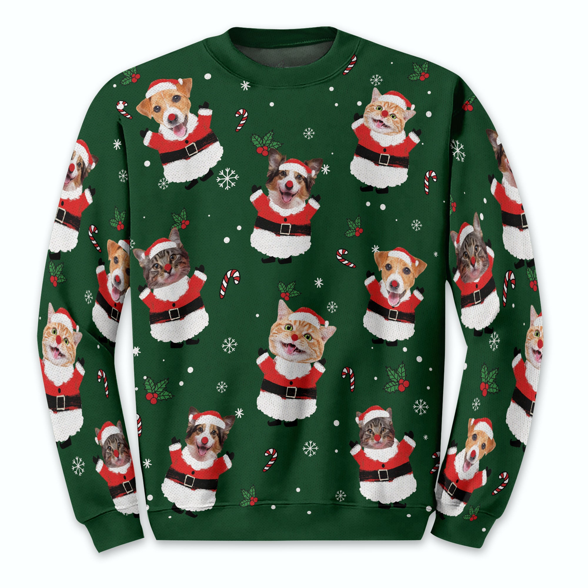 Custom Pet Face Ugly Christmas Sweater – Personalized Holiday Sweatshirt for Women, Funny Dog Gift