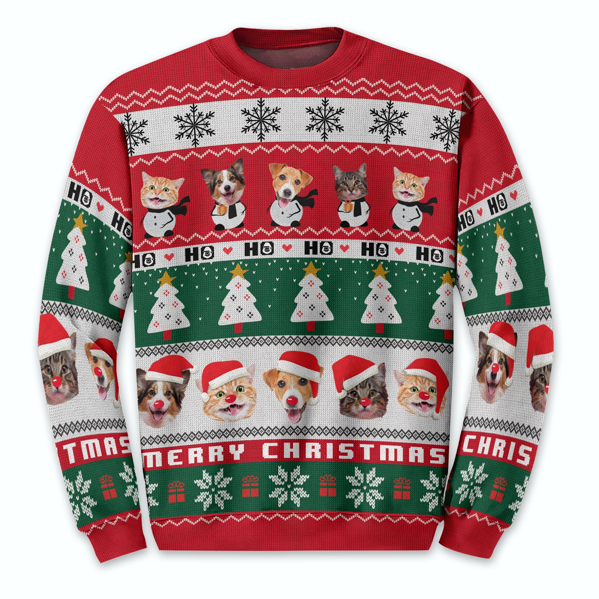 Funny Pet Face Ugly Christmas Sweater – Personalized Holiday Sweatshirt for Dog Mom & Cat Mom