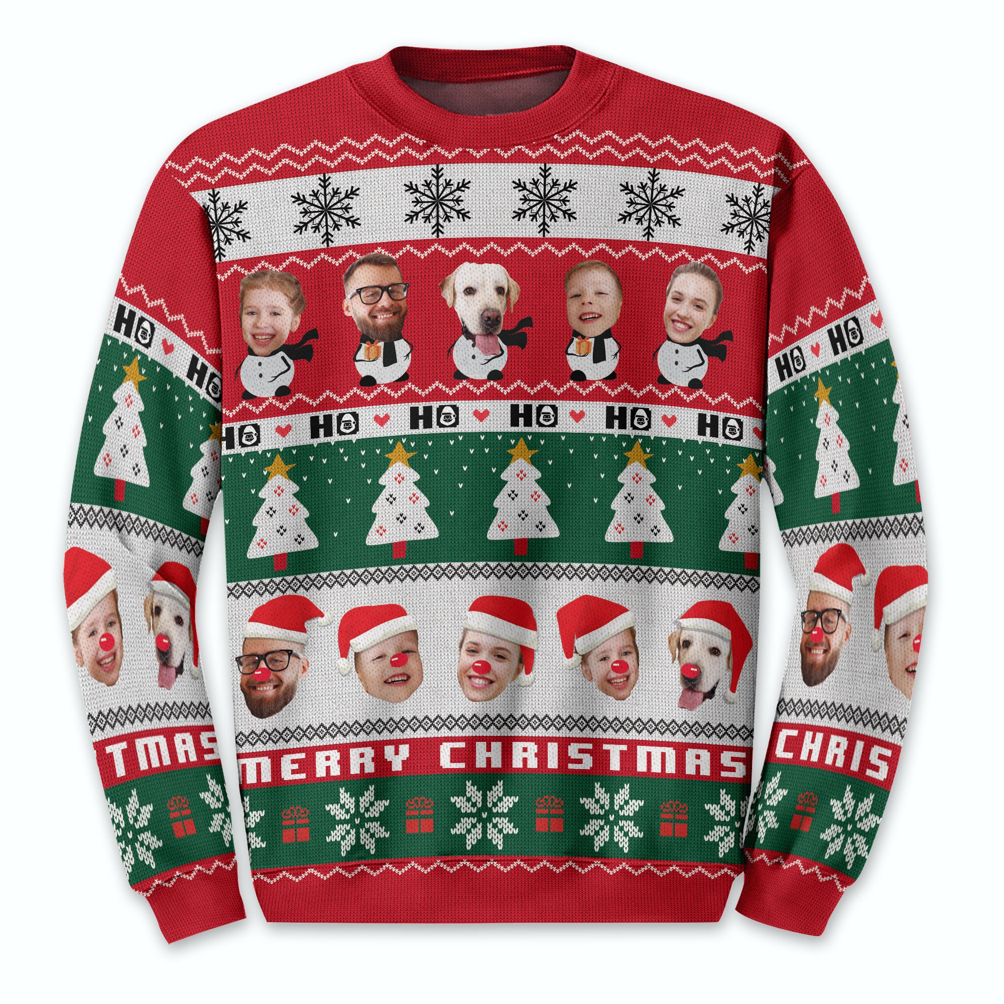 Custom Photo Ugly Christmas Sweater – Personalized Face Holiday Sweatshirt, Family Christmas Gift