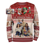 Custom Family Photo & Name Christmas Sweater – Personalized Funny Xmas Sweatshirt for Family