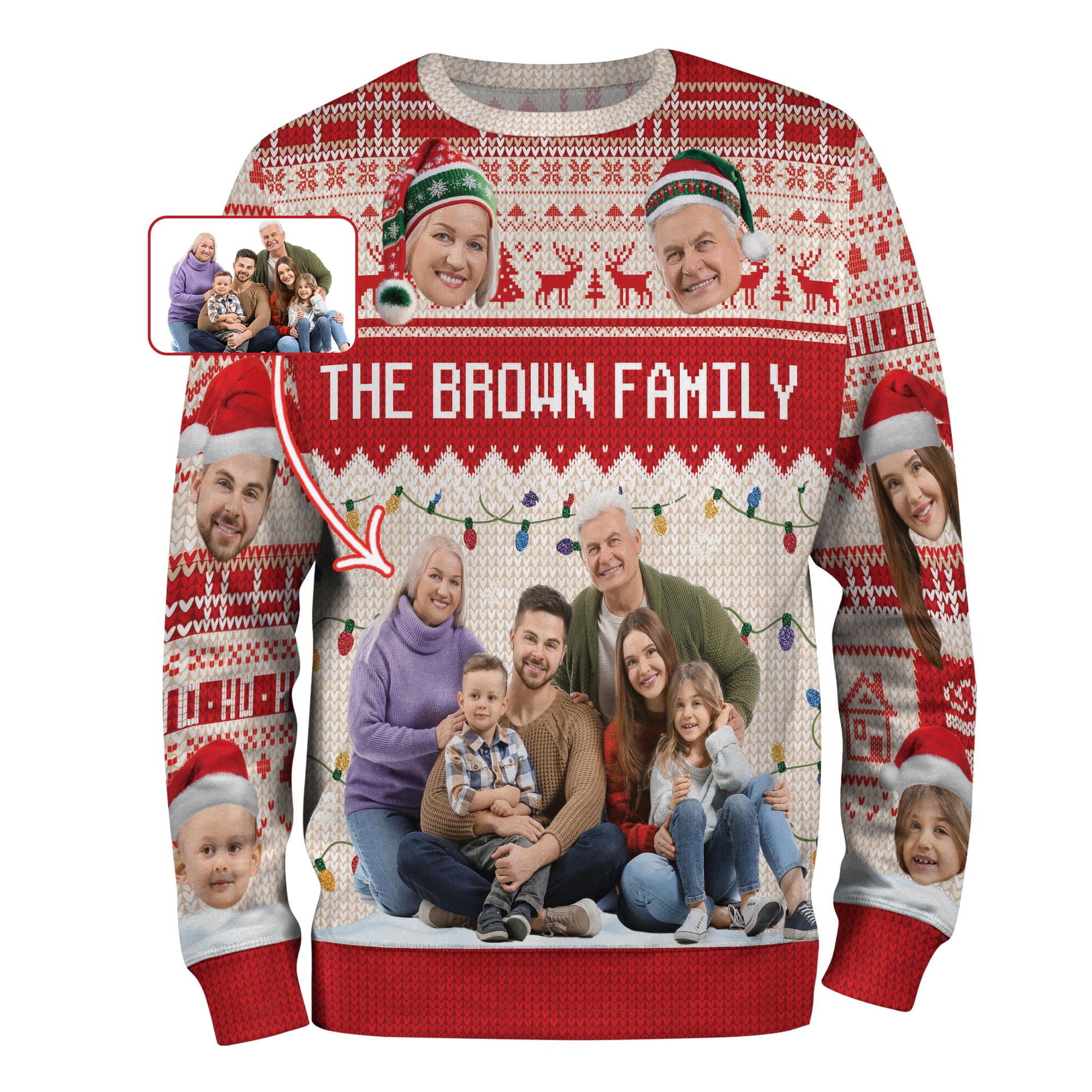 Custom Face Family Ugly Christmas Sweater – Personalized Photo Sweatshirt Funny Holiday Gift