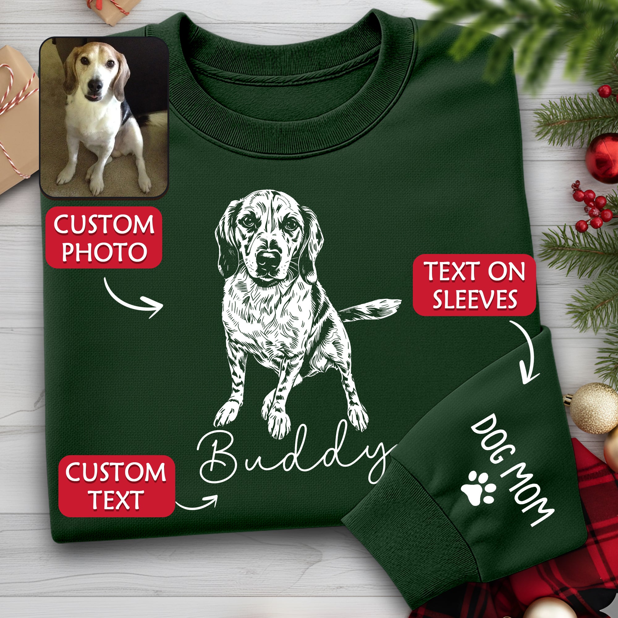 Custom Dog Mom Sweatshirt – Personalized with Your Dog’s Picture, Great Gift for Dog Lovers