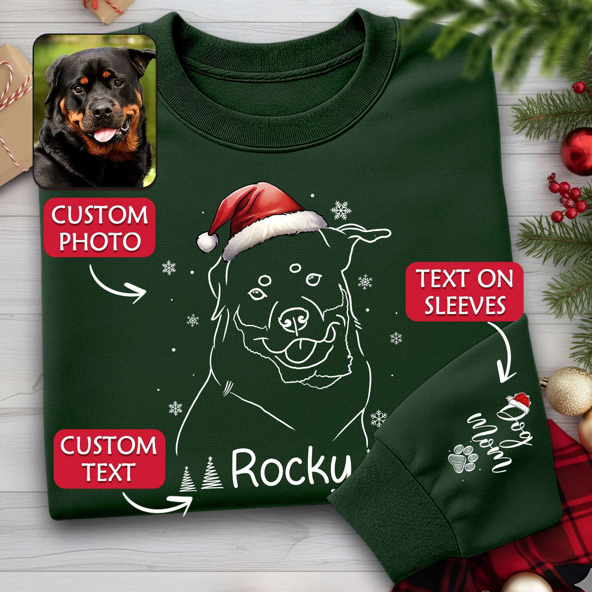 Personalized Dog Mom Sweatshirt – Custom Name and Photo Sweater, Cute Christmas Gift