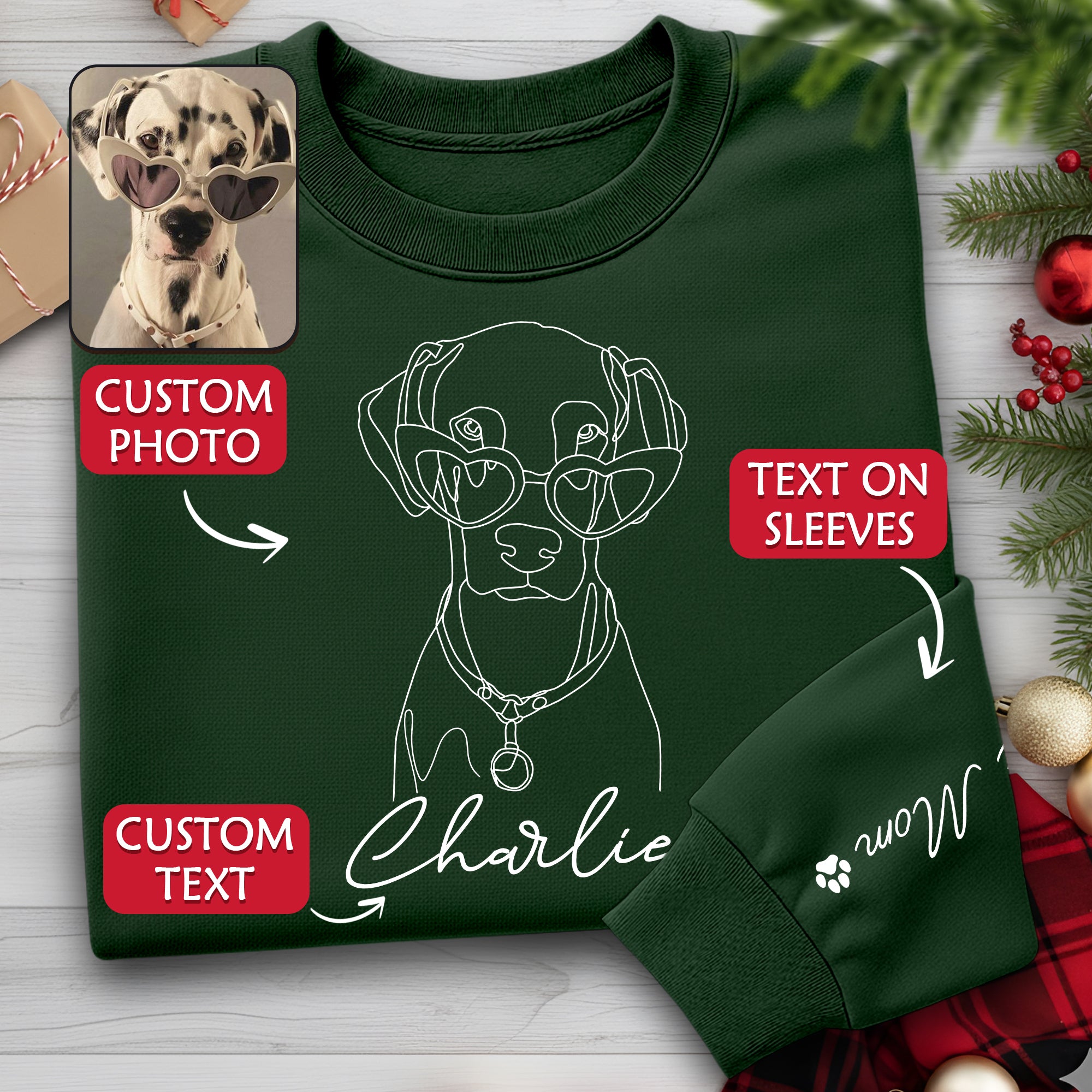 Custom Dog Sweatshirt for Dog Moms – Personalized with Your Pet’s Line Art