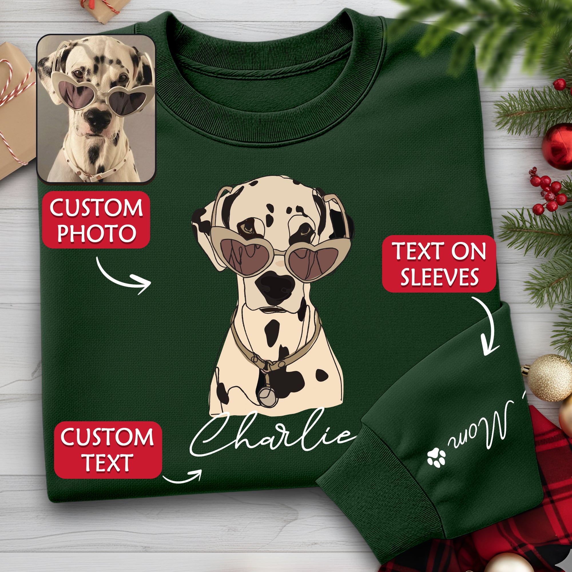 Custom Dog Sweatshirt – Personalized Pet Design with Your Dog’s Minimalist Portrait
