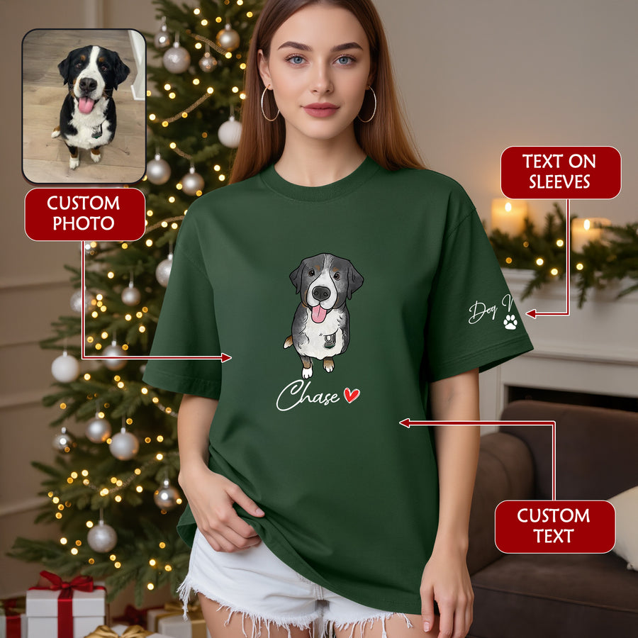 Personalized Dog Christmas Shirt – Custom Pet Photo Shirt, Gift for Dog Mom, Dog Dad