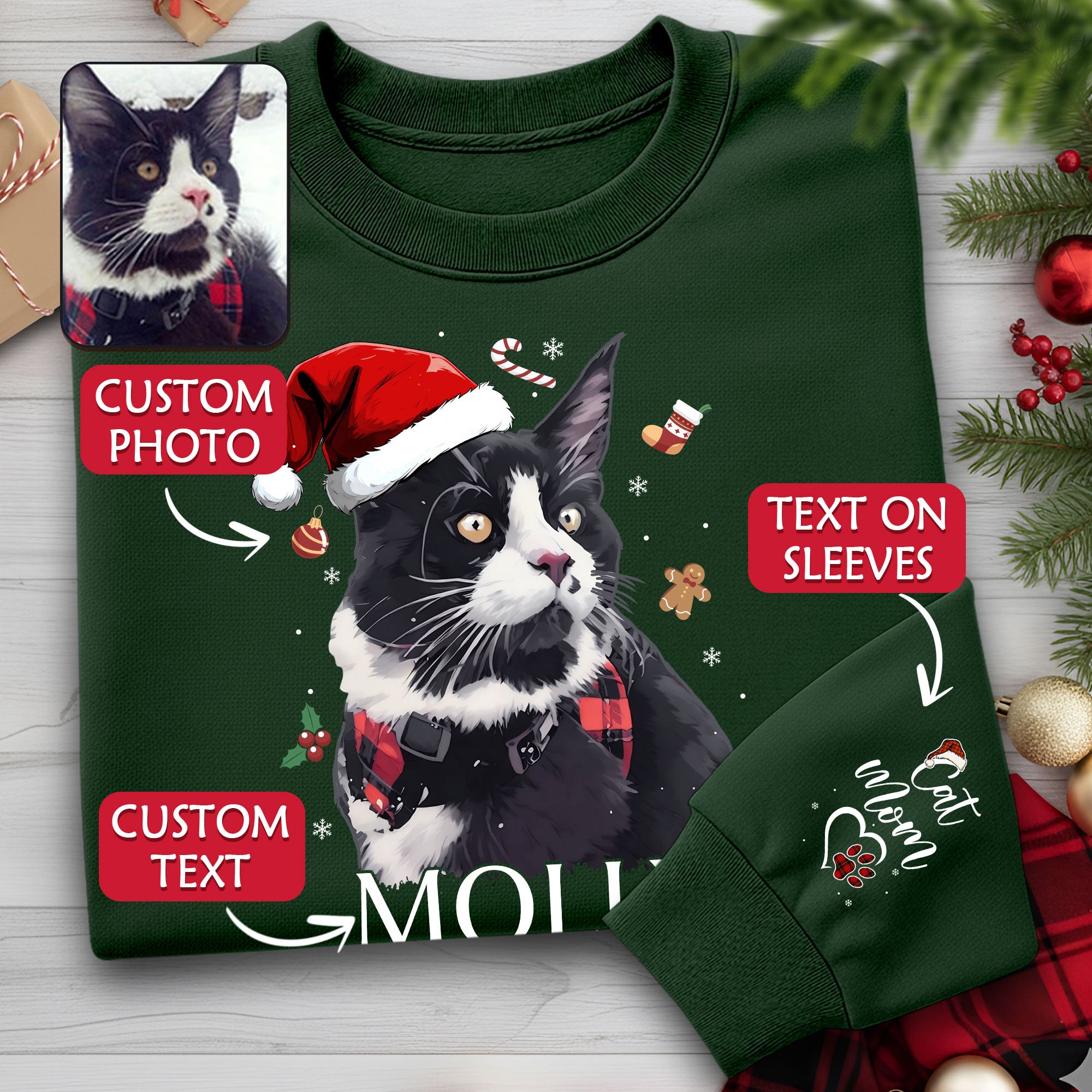 Personalized Sweatshirt for Cat Moms – Custom Cat Design with Your Pet’s Photo