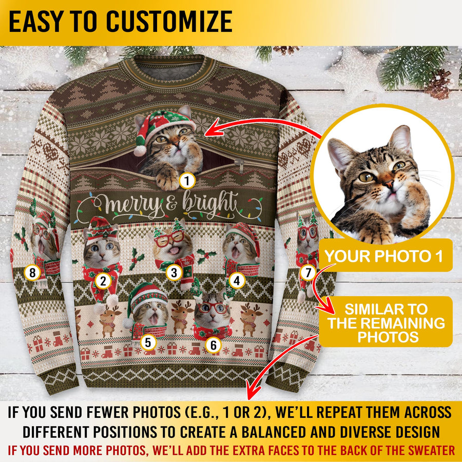 Funny Cat Christmas Sweater – Custom Holiday Sweatshirt for Men & Women Gift