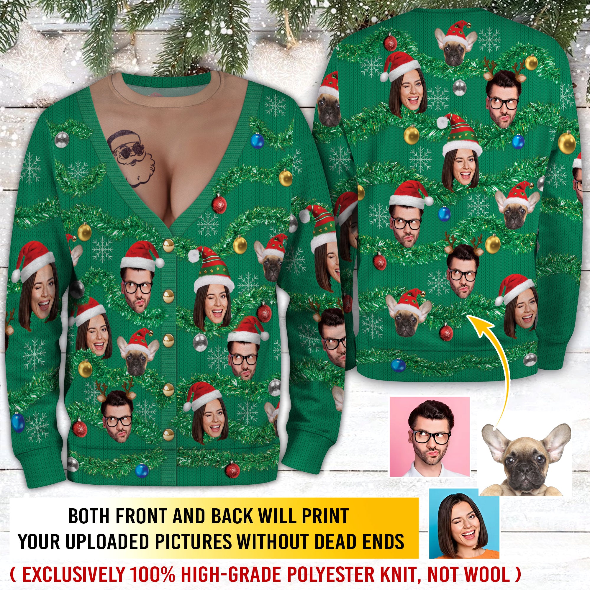 Personalized Face Ugly Xmas Sweater – Funny Custom Photo Christmas Sweatshirt for Funny Gift