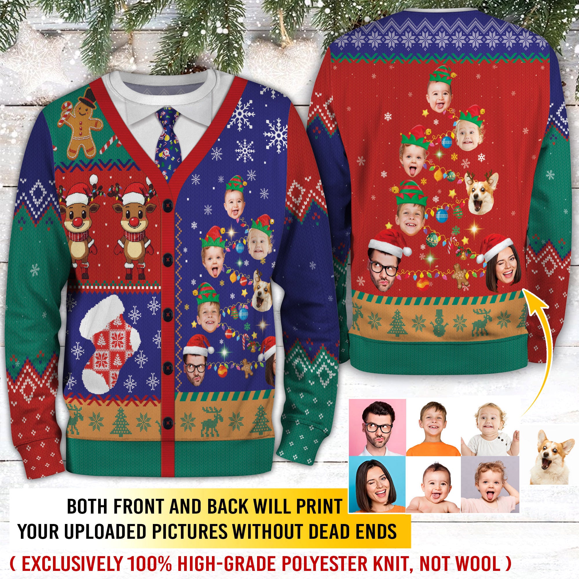 Custom Photo Ugly Christmas Sweater – Personalized Holiday Sweatshirt for Funny Gift