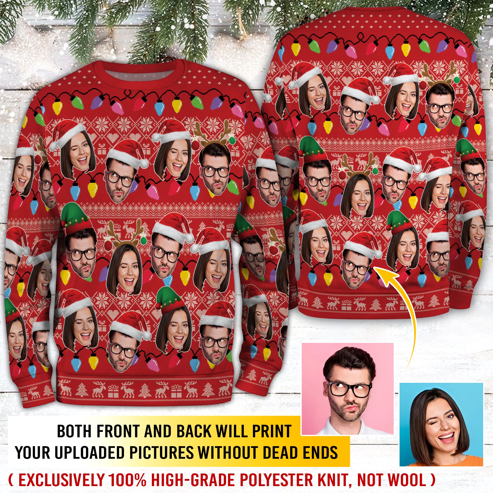 Custom Family Face Ugly Xmas Sweater – Personalized Photo Christmas Sweatshirt for Holiday Gift