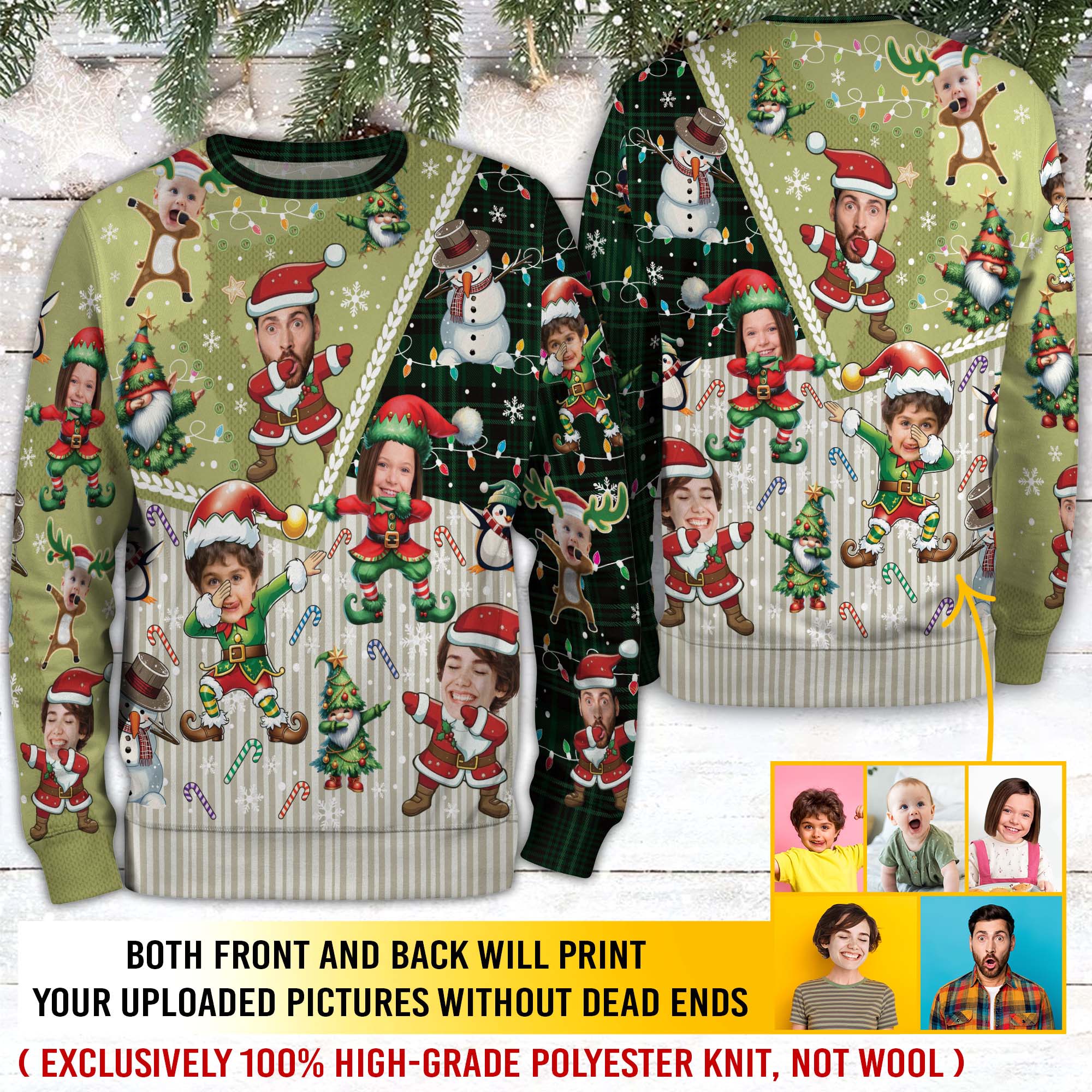 Personalized Photo Holiday Sweater – Custom Face Ugly Christmas Sweatshirt for Family Gift