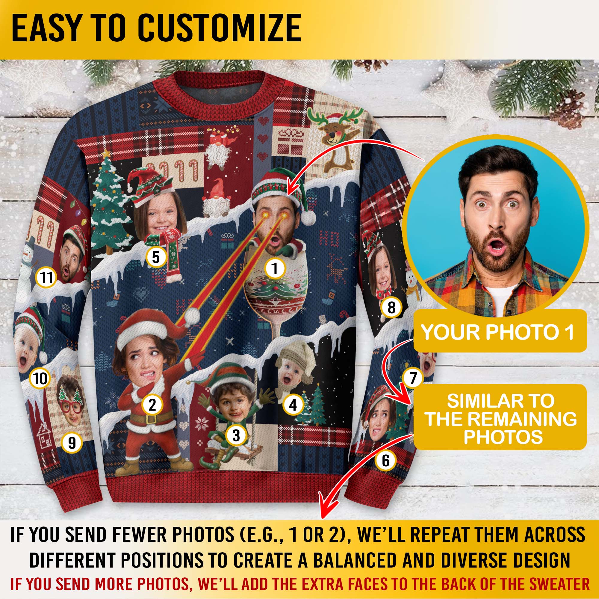 Custom Face Ugly Xmas Sweatshirt – Personalized Christmas Sweater for Funny Holiday Gift