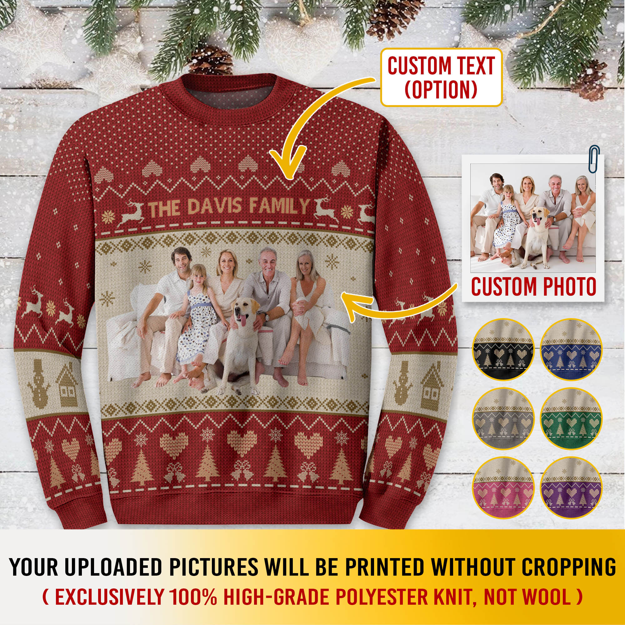 Custom Face Ugly Christmas Sweater – Personalized Photo Holiday Sweatshirt, Funny Xmas Gift