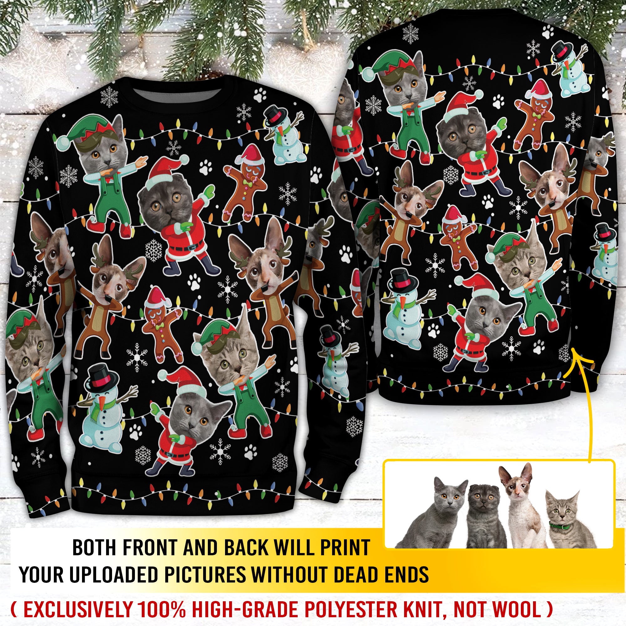 Custom Pet Face Ugly Christmas Sweater for Men Women – Personalized Photo Holiday Sweatshirt