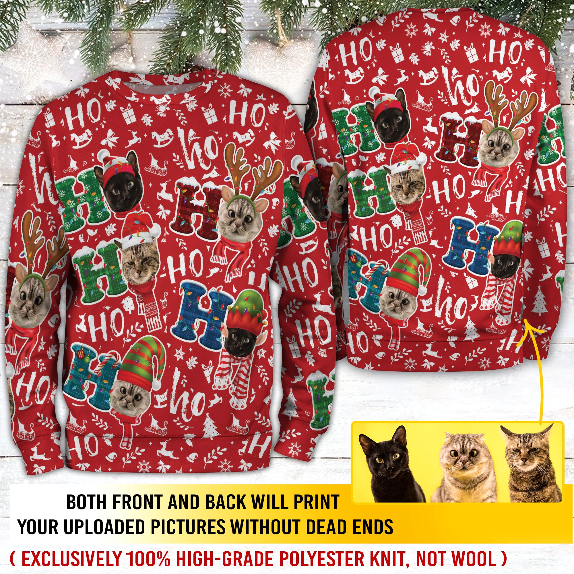 Personalized Pet Face Christmas Sweater – Custom Photo Ugly Xmas Sweatshirt for Men & Women