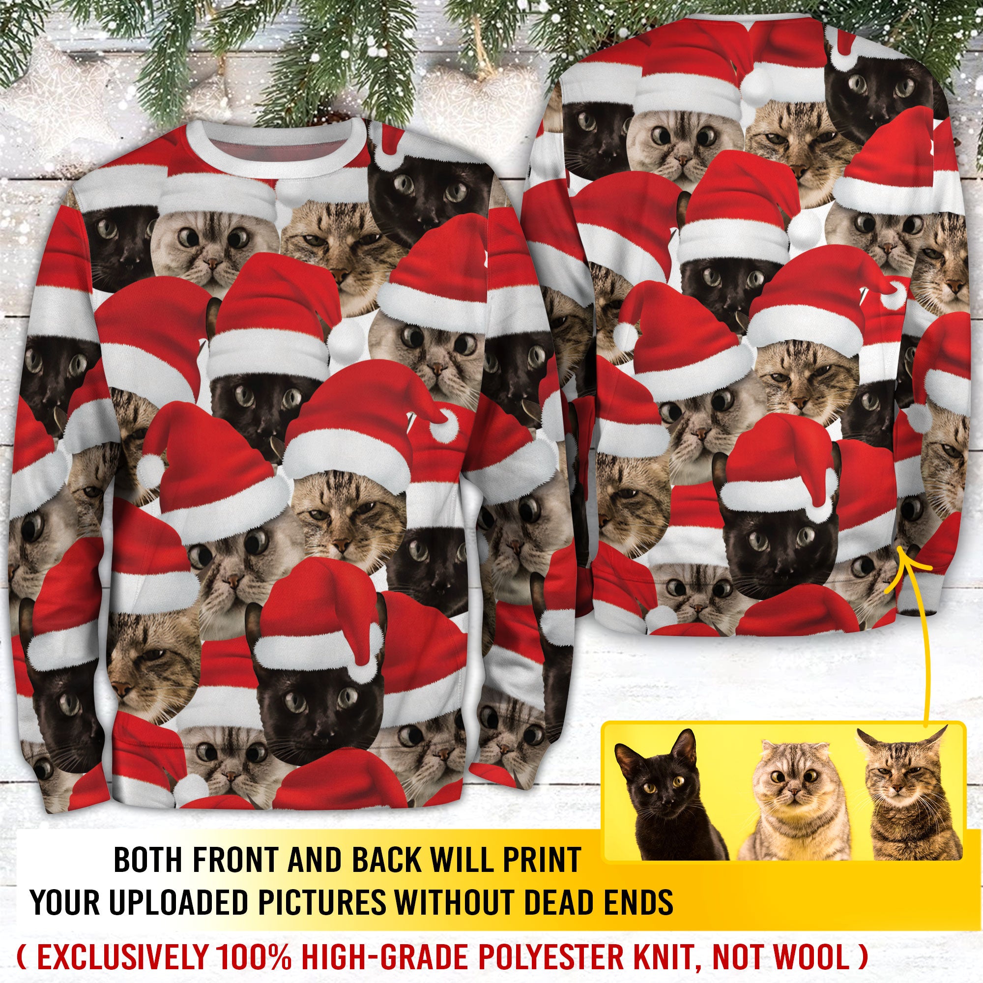 Personalized Pet Photo Ugly Christmas Sweater – Custom Face Holiday Sweatshirt Gift