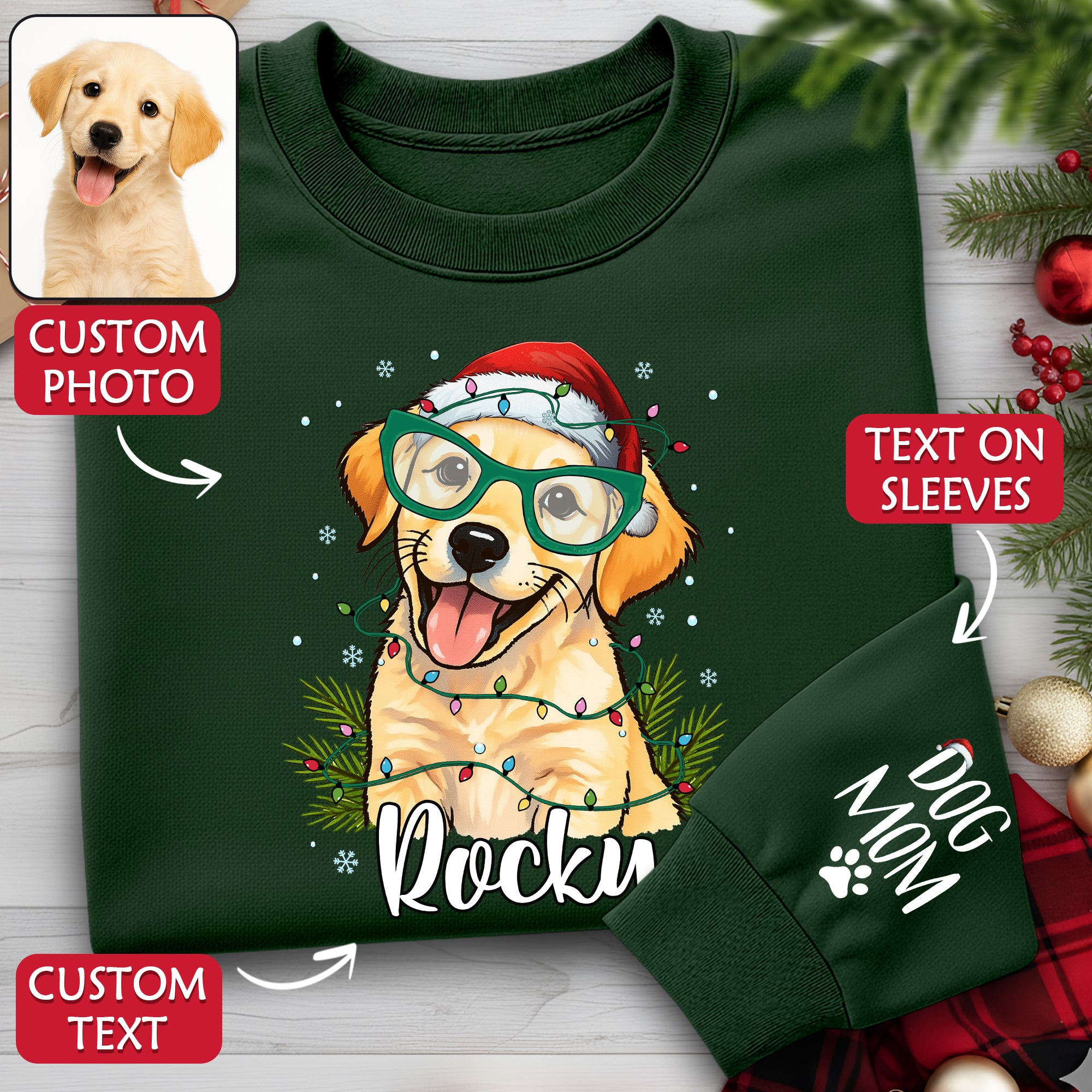 Custom Pet Portrait Sweatshirt – Funny Holiday Dog Gift