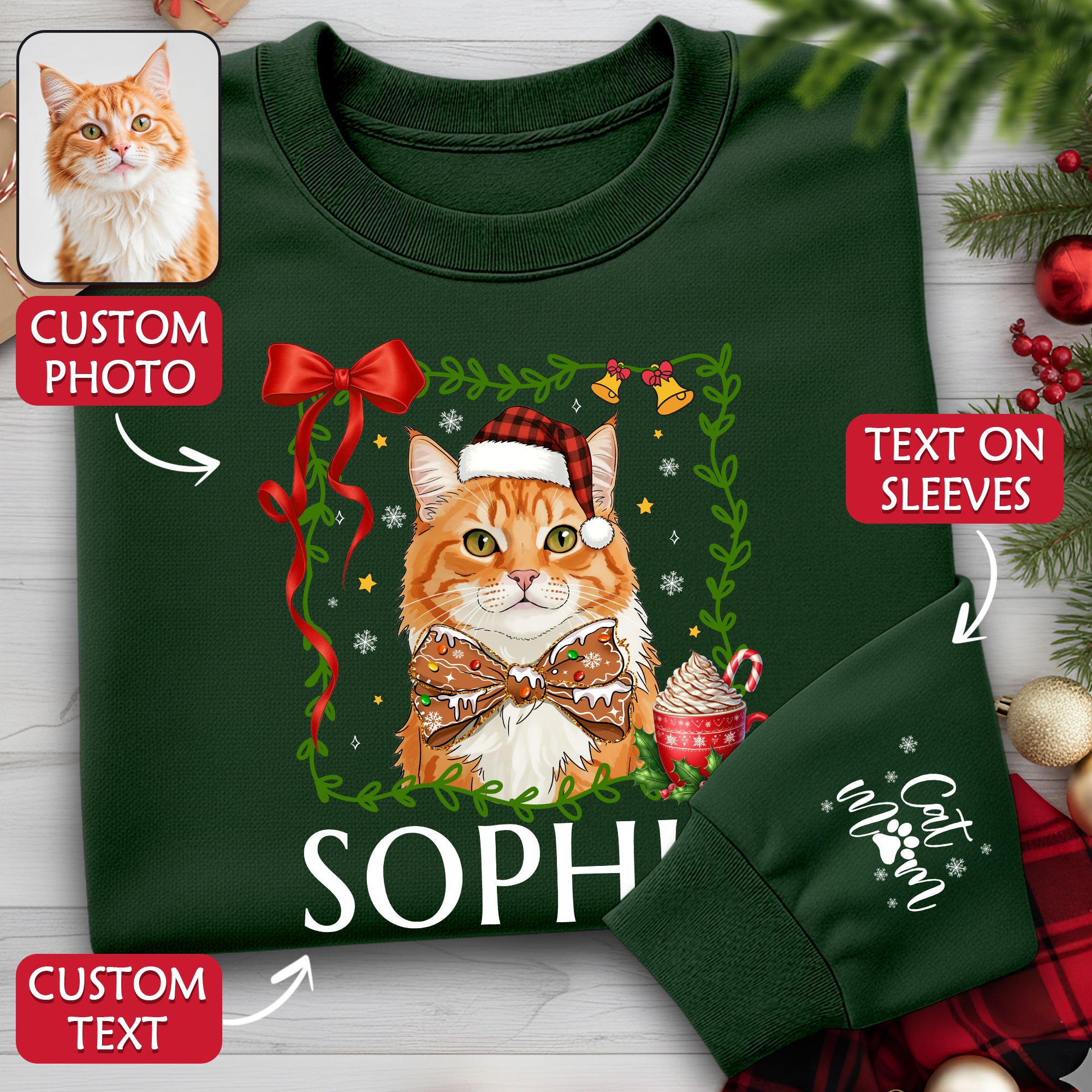 Personalized Cat Mom Sweatshirt – Holiday Sweatshirt for Women